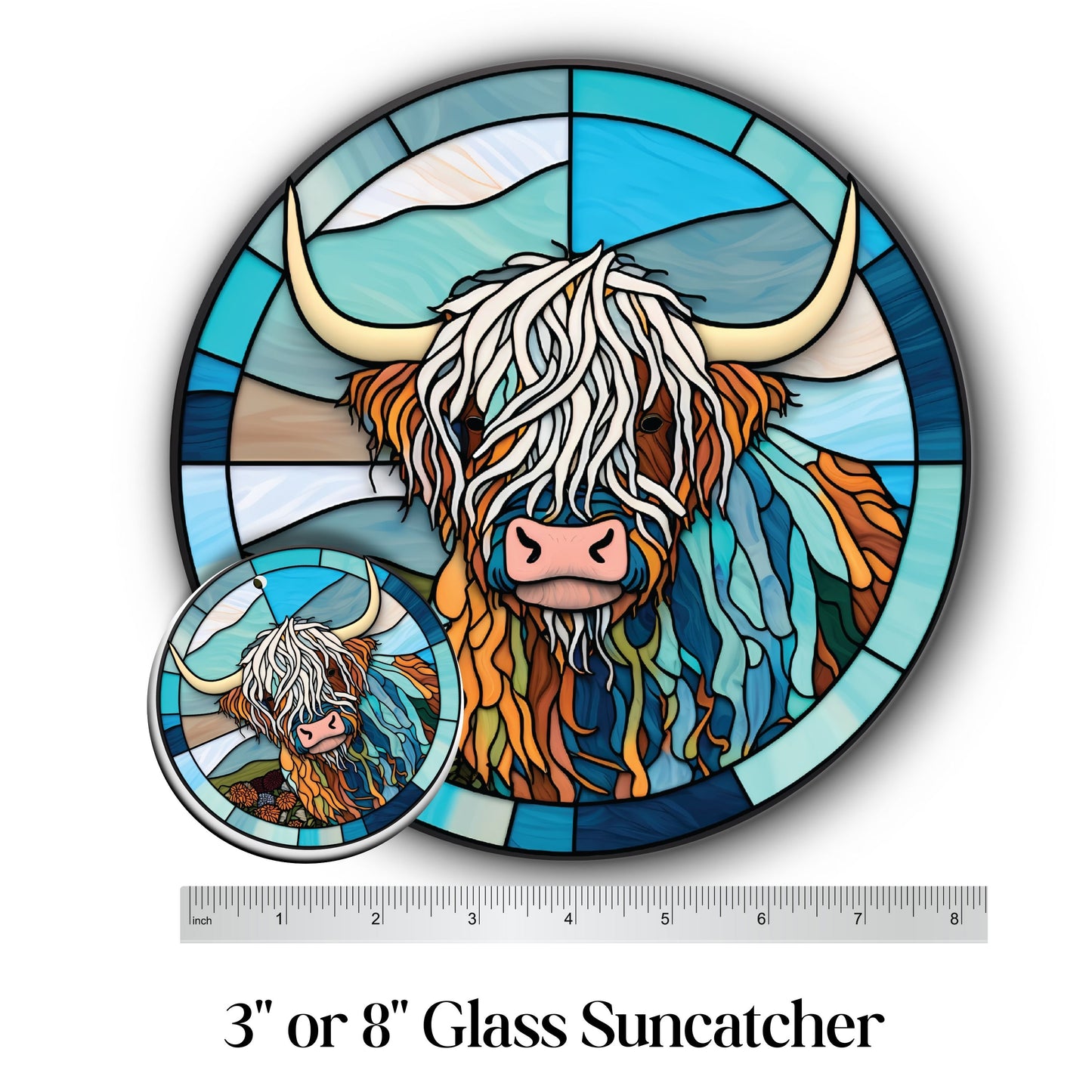 Highland Cow Glass Suncatcher Stained Glass 140-04