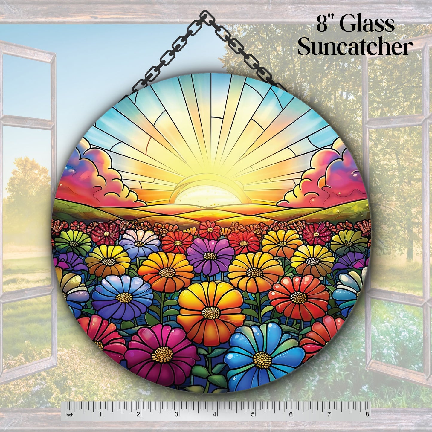 Glass Suncatcher Stained Glass 82-11 Field of Wildflowers