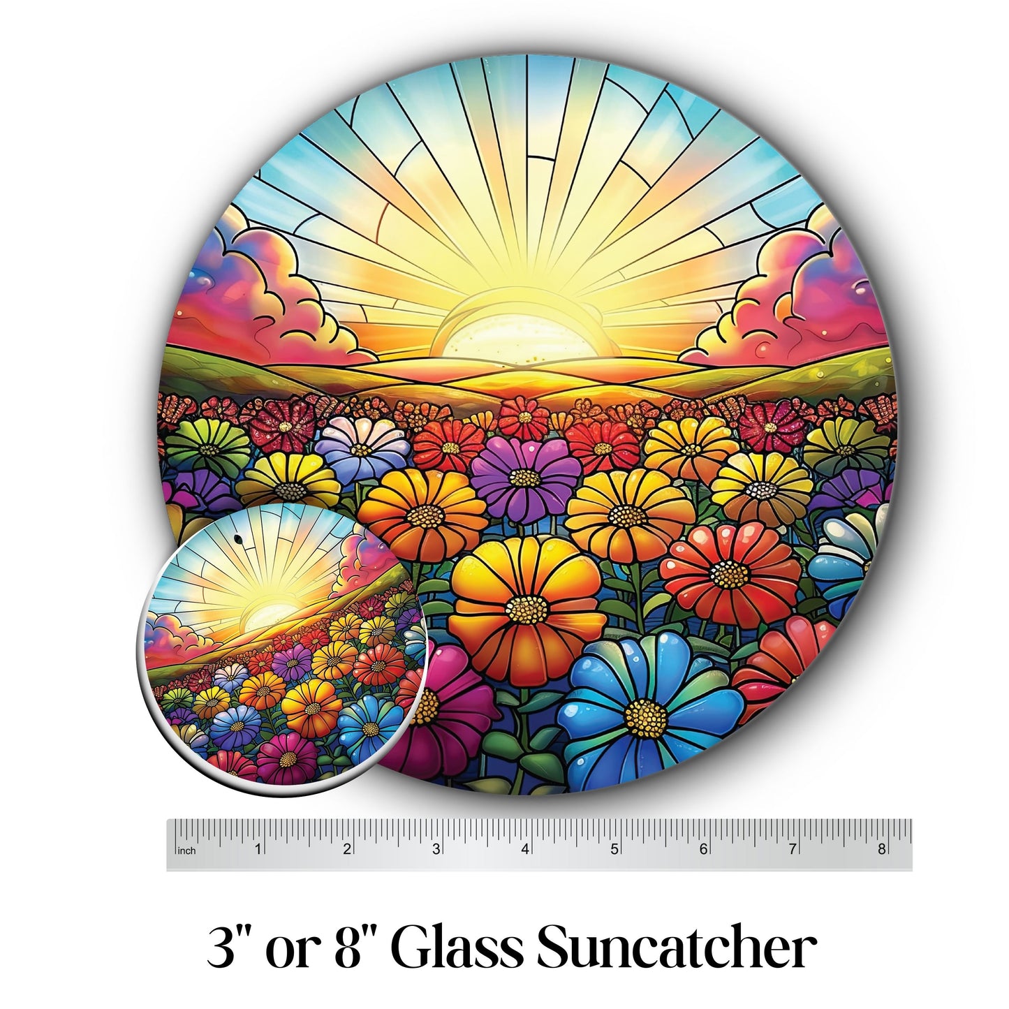 Glass Suncatcher Stained Glass 82-11 Field of Wildflowers