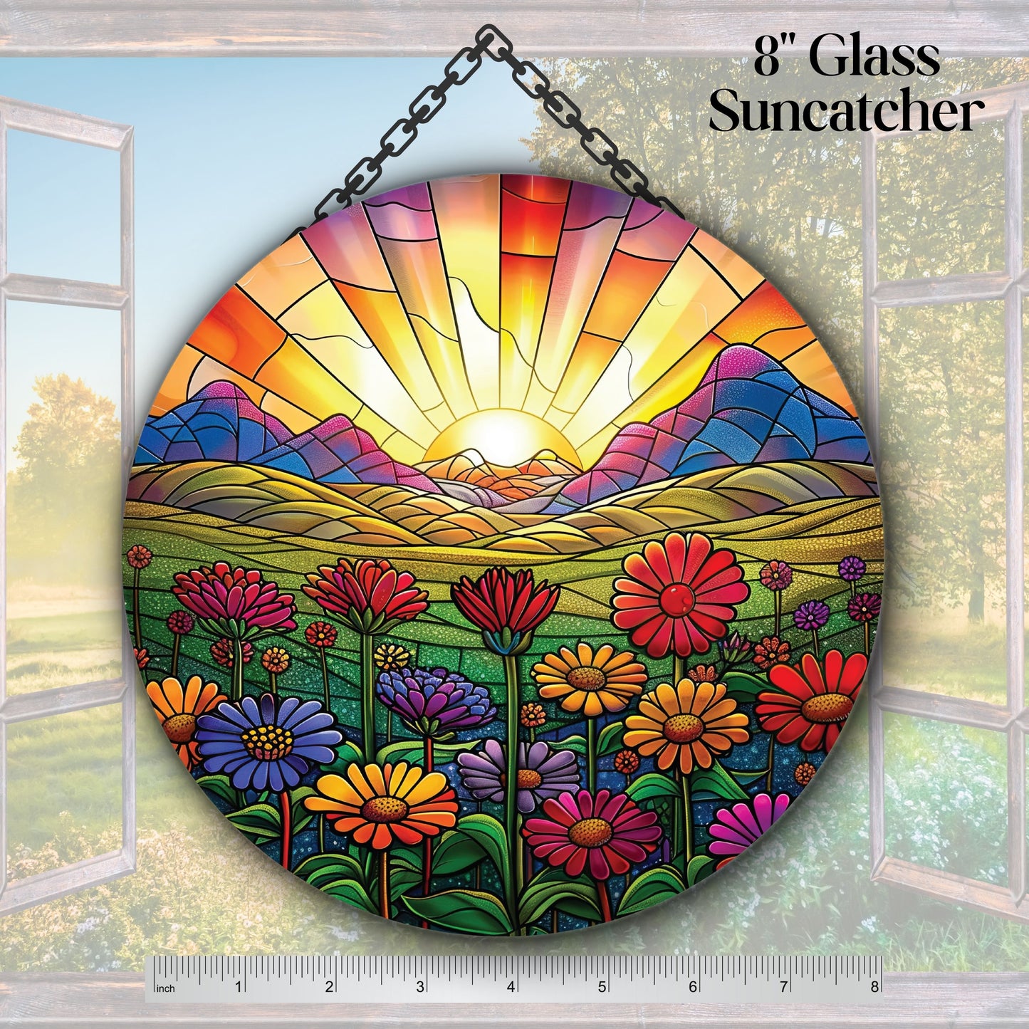 Glass Suncatcher Stained Glass 82-12 Field of Wildflowers
