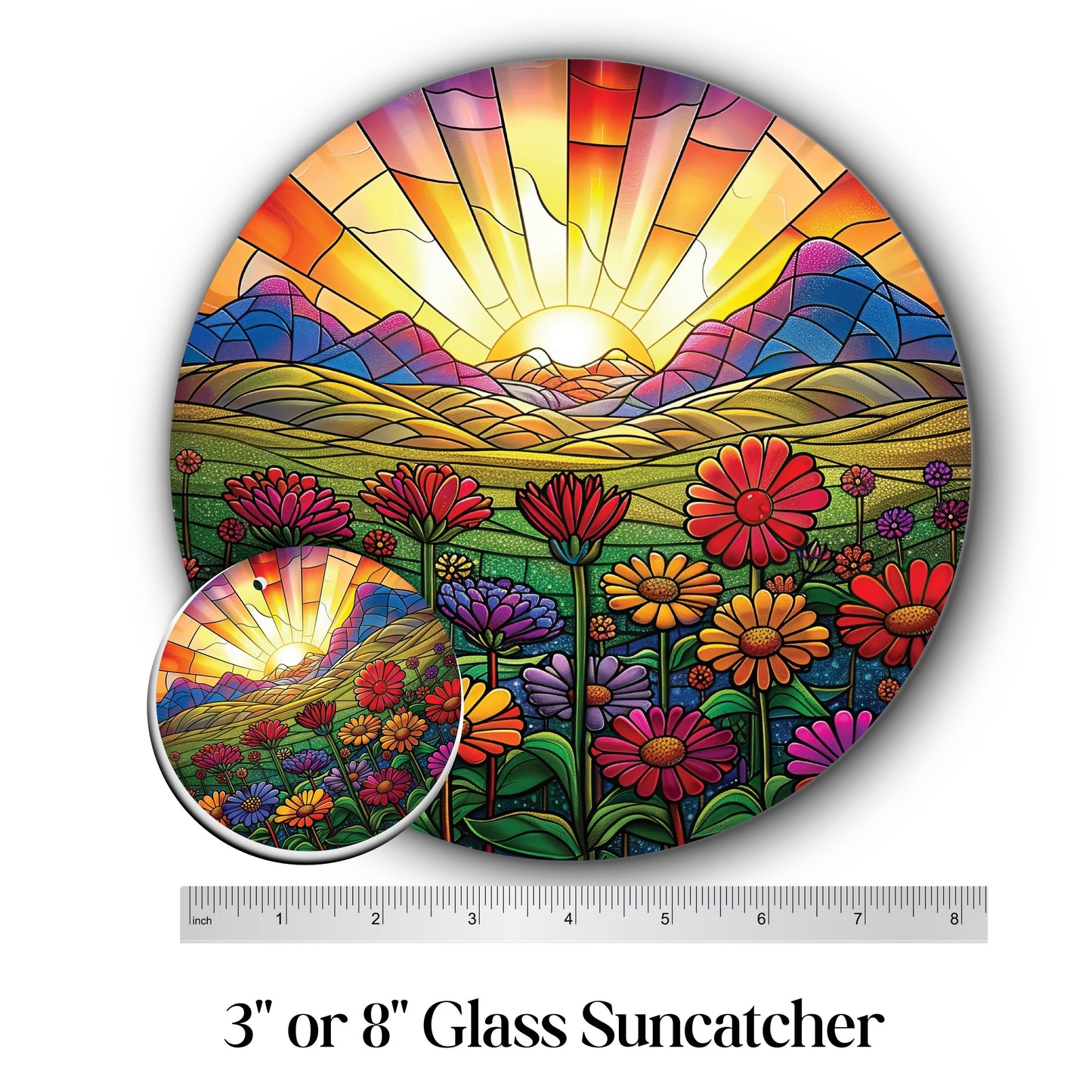 Glass Suncatcher Stained Glass 82-12 Field of Wildflowers
