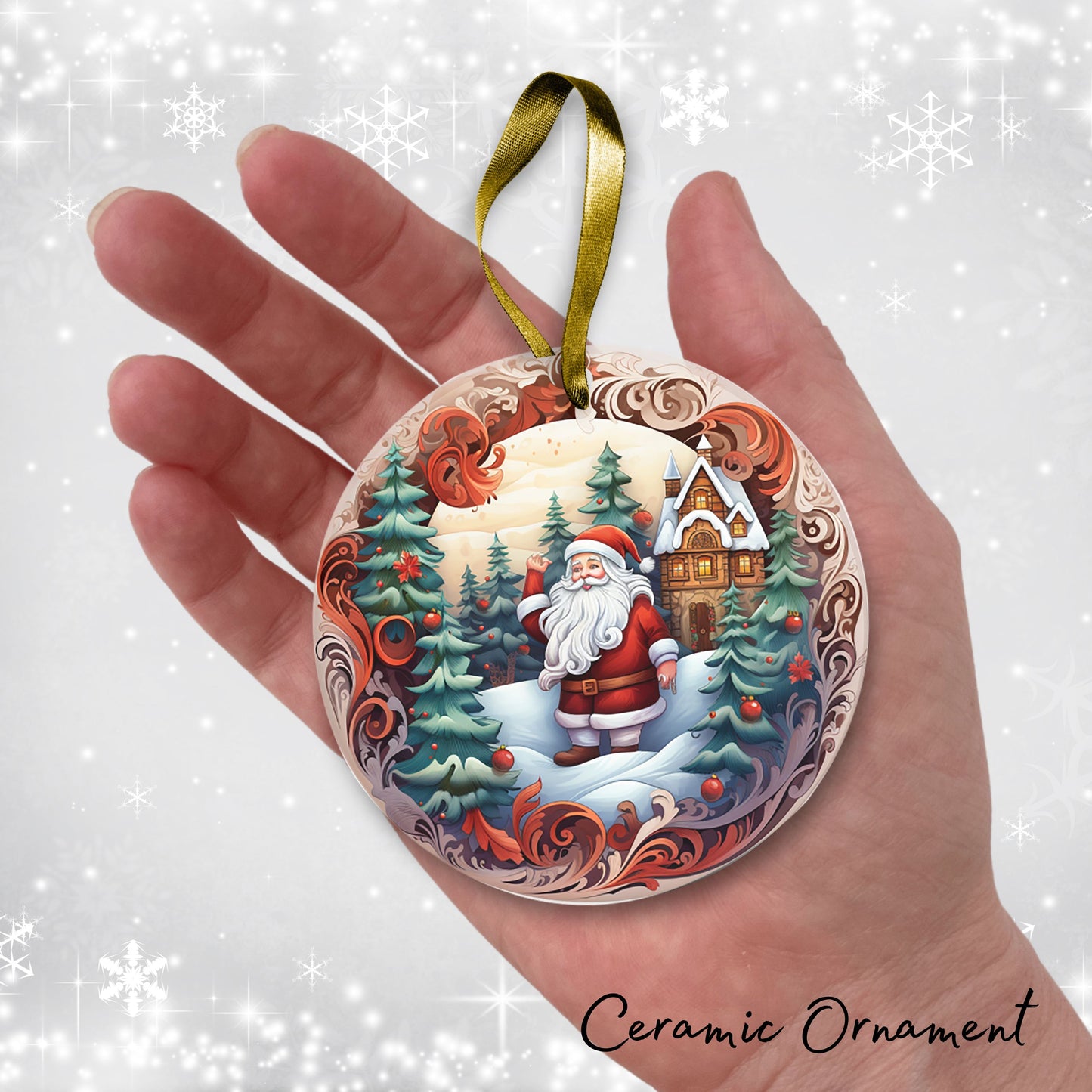 Santa Claus Ceramic Ornament 42-01