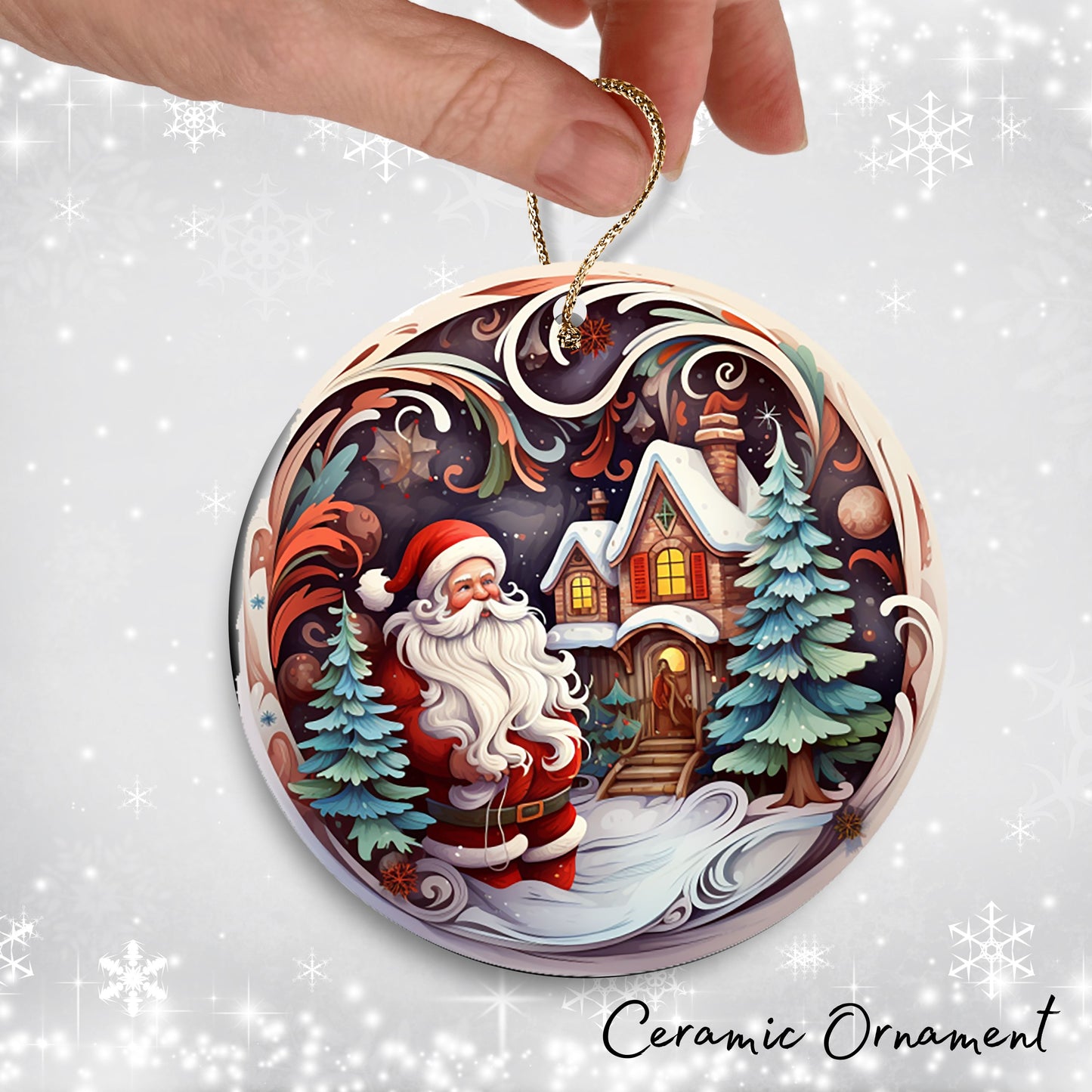 Santa Claus Ceramic Ornament 42-02