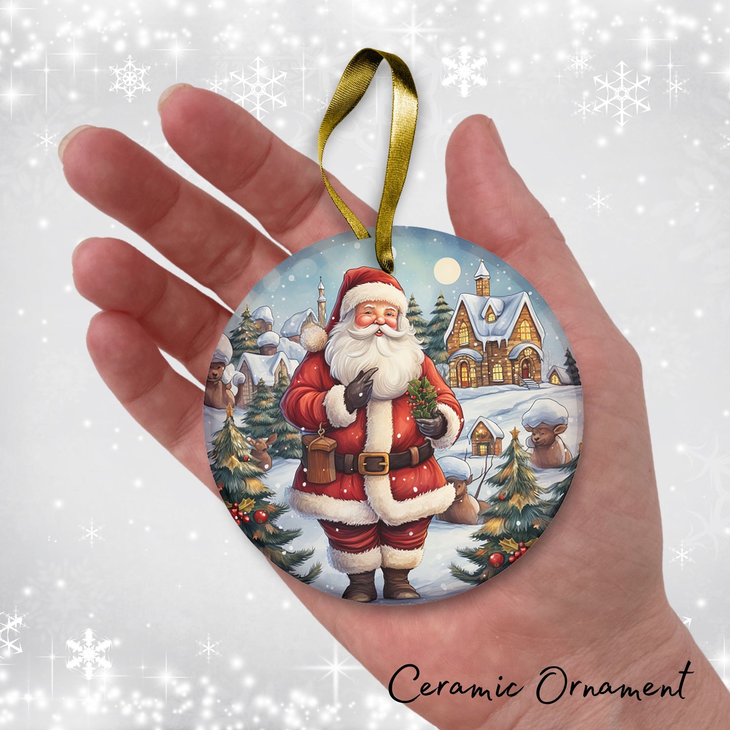 Santa Claus Ceramic Ornament 42-08