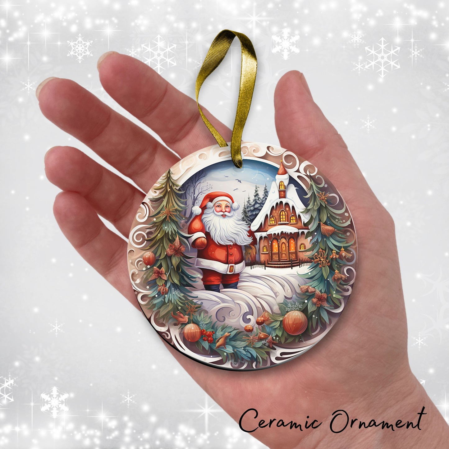 Santa Claus Ceramic Ornament 42-14