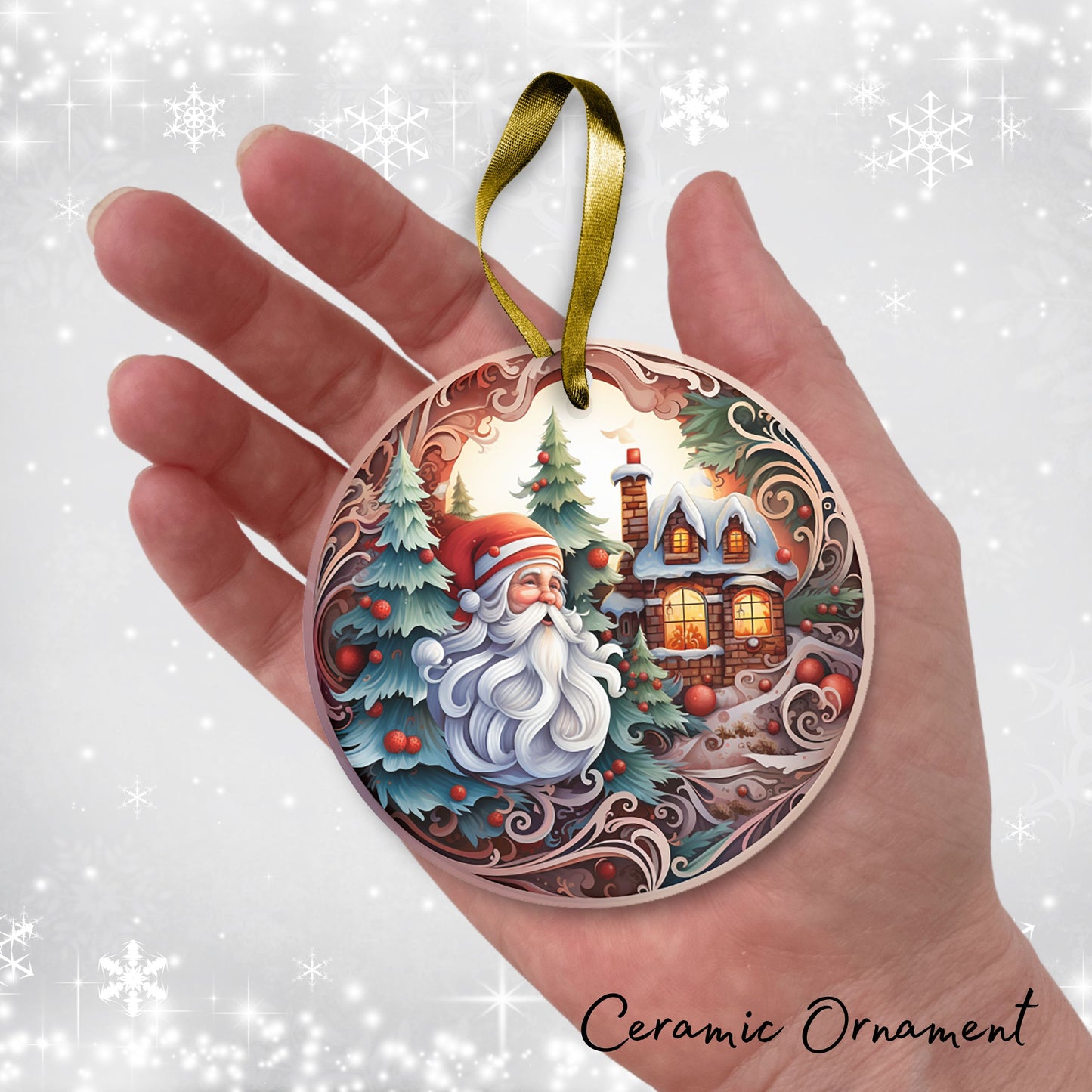 Santa Claus Ceramic Ornament 42-15