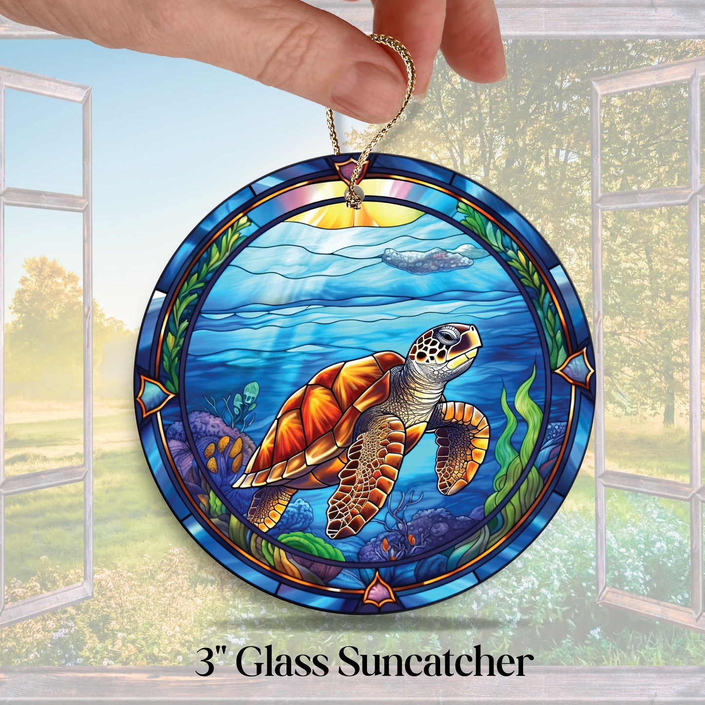 Glass Suncatcher Stained Glass 127-07 Sea Turtle