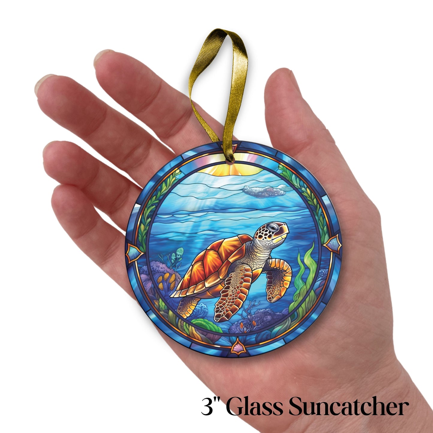 Glass Suncatcher Stained Glass 127-07 Sea Turtle