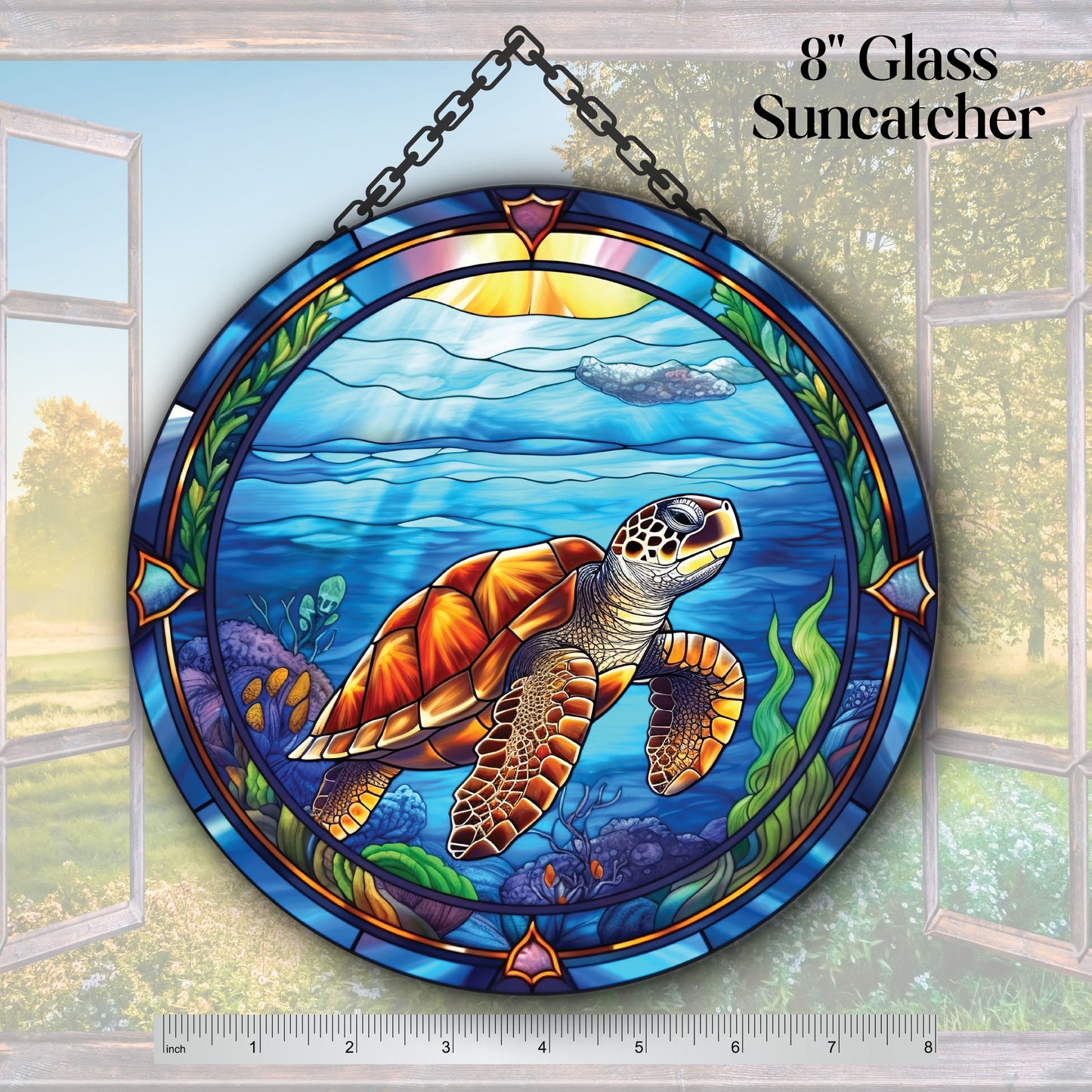 Glass Suncatcher Stained Glass 127-07 Sea Turtle