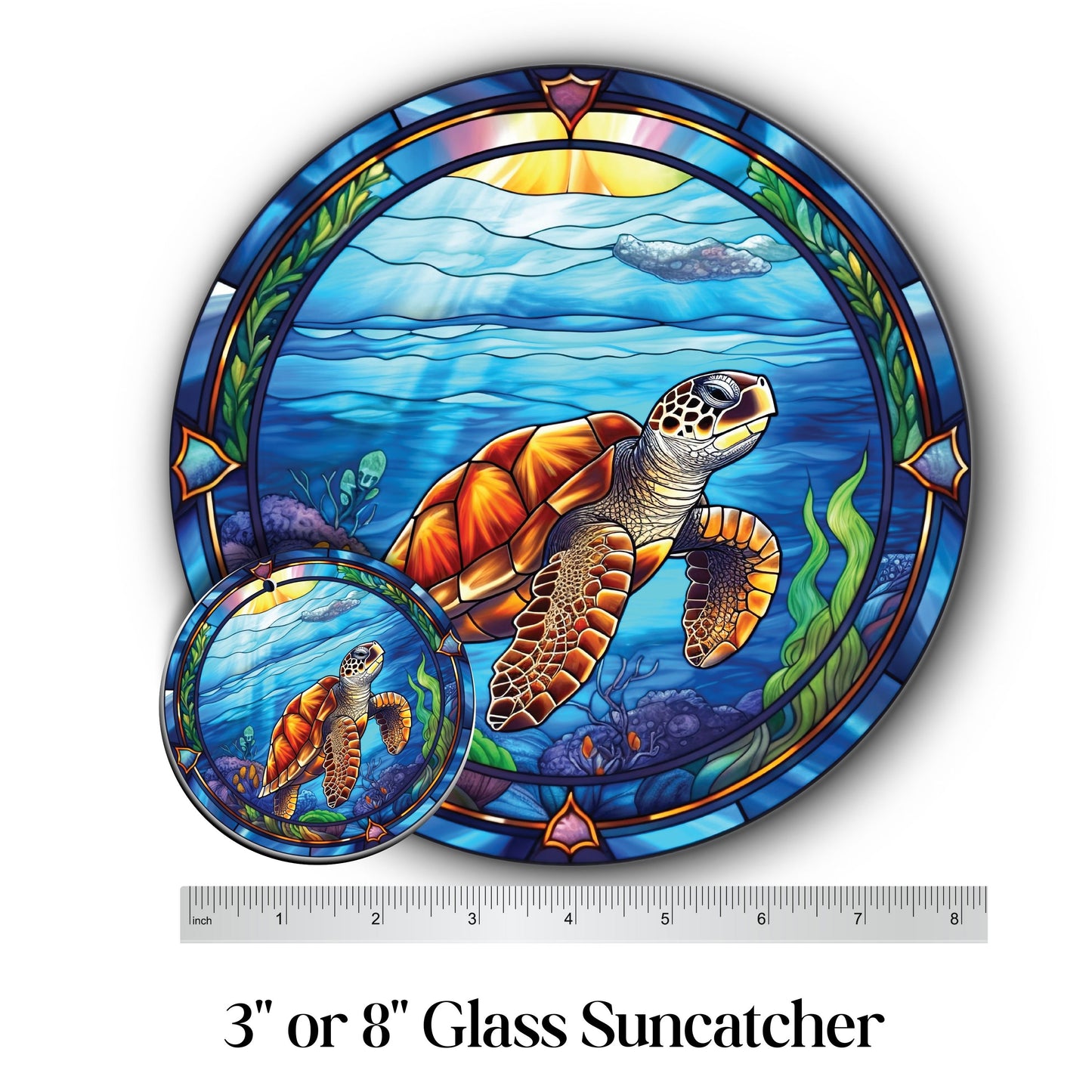 Glass Suncatcher Stained Glass 127-07 Sea Turtle