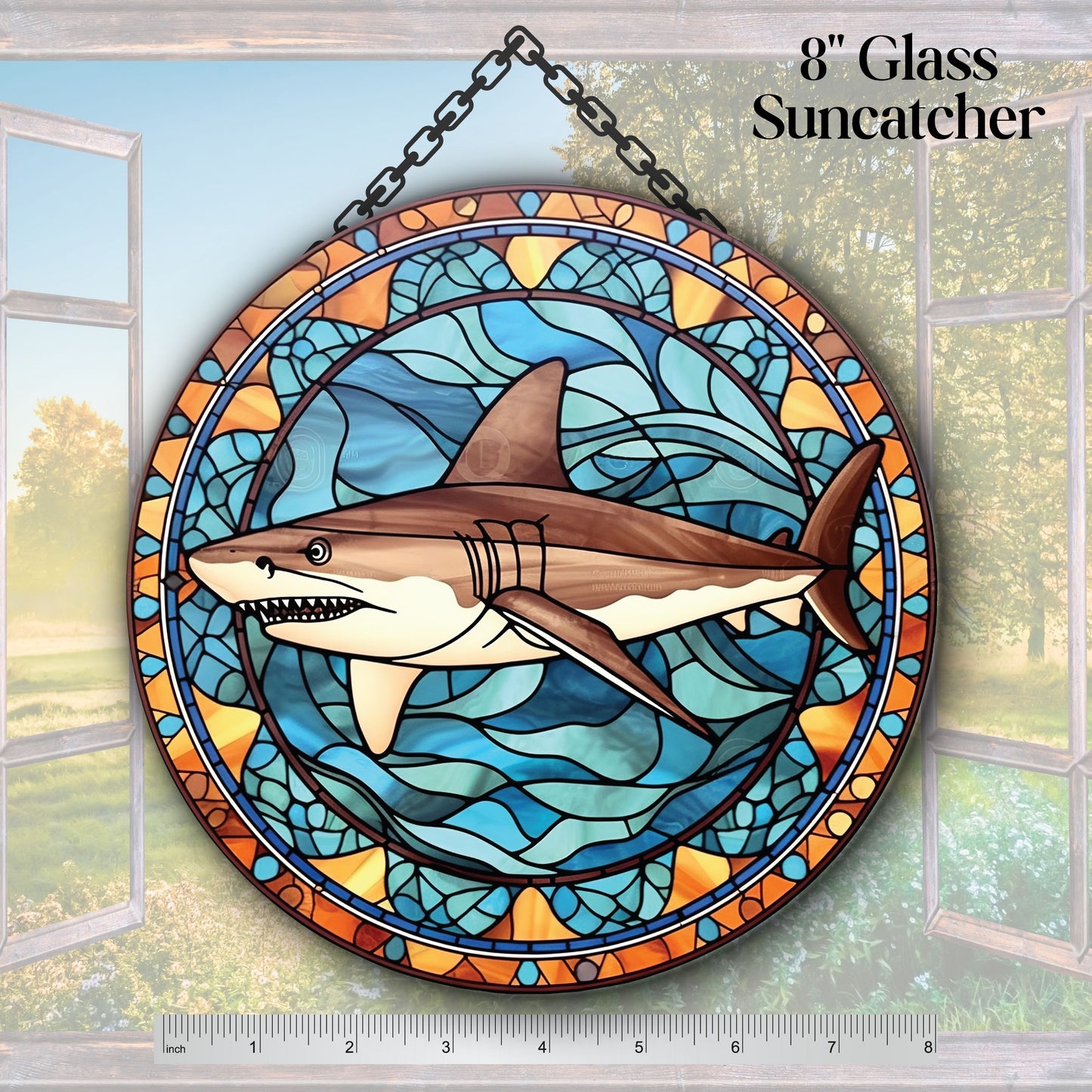 Glass Suncatcher Stained Glass 134-27 Shark
