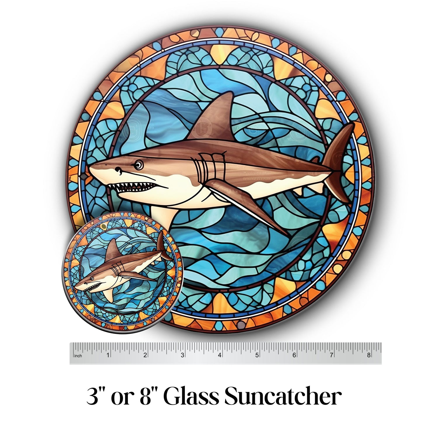Glass Suncatcher Stained Glass 134-27 Shark
