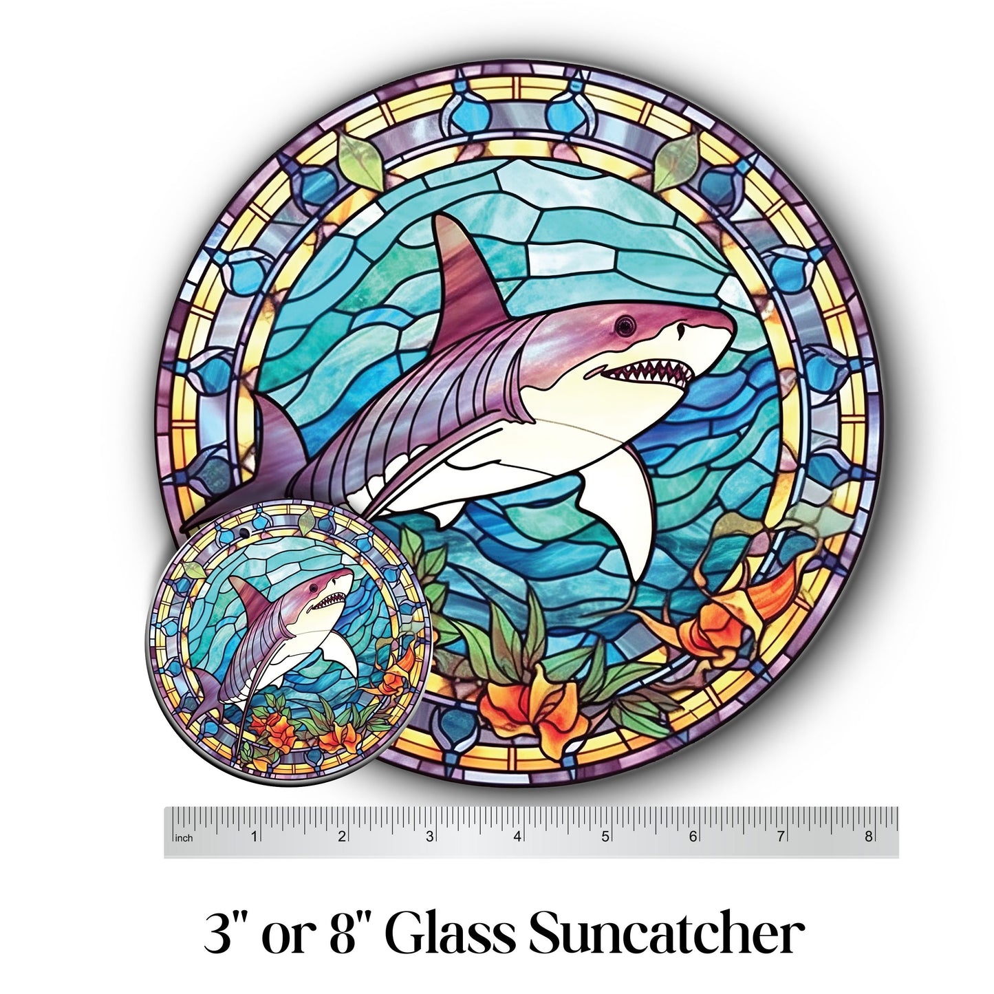 Glass Suncatcher Stained Glass 134-26 Shark