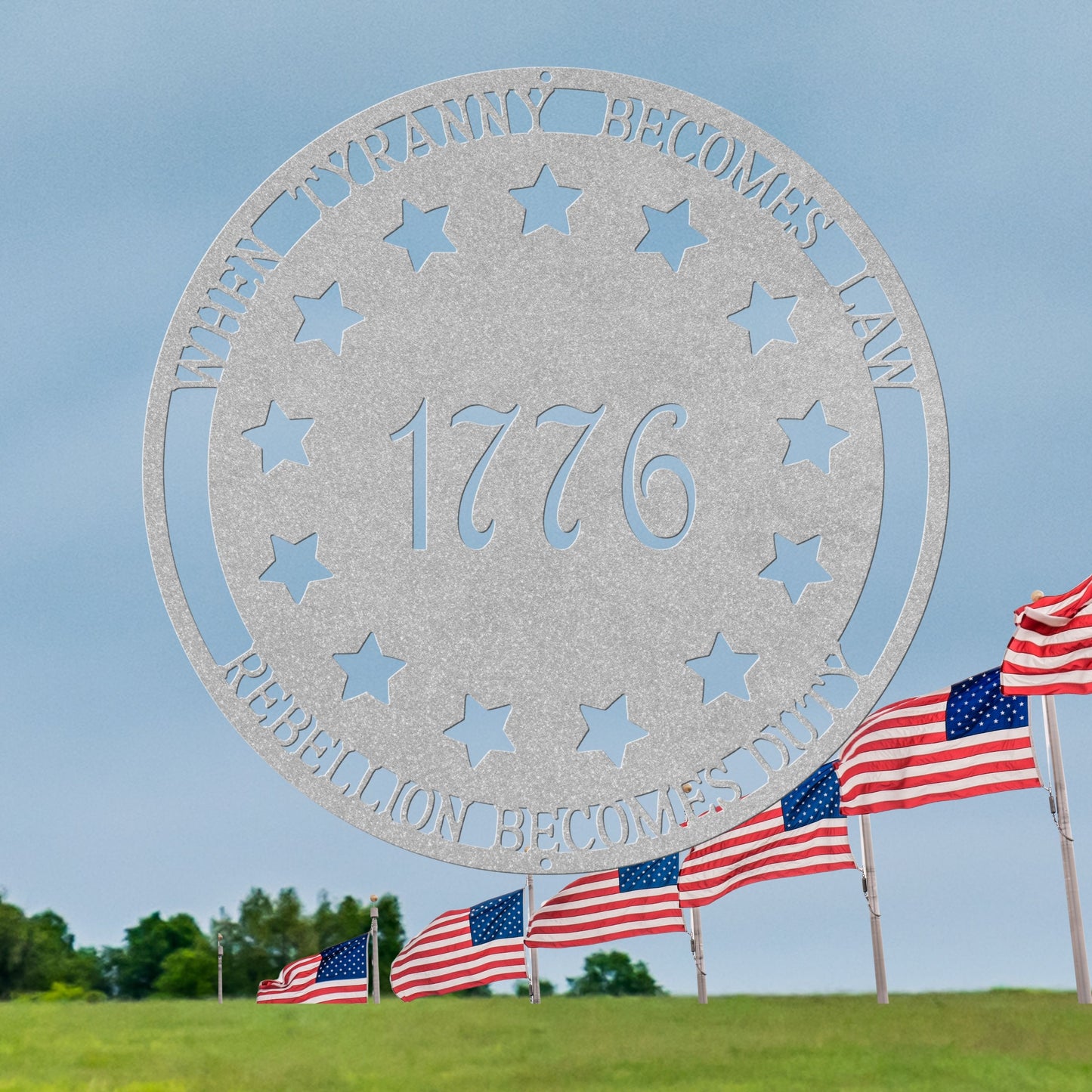 Patriotic 1776 & 13 Stars Metal Sign Wall Art