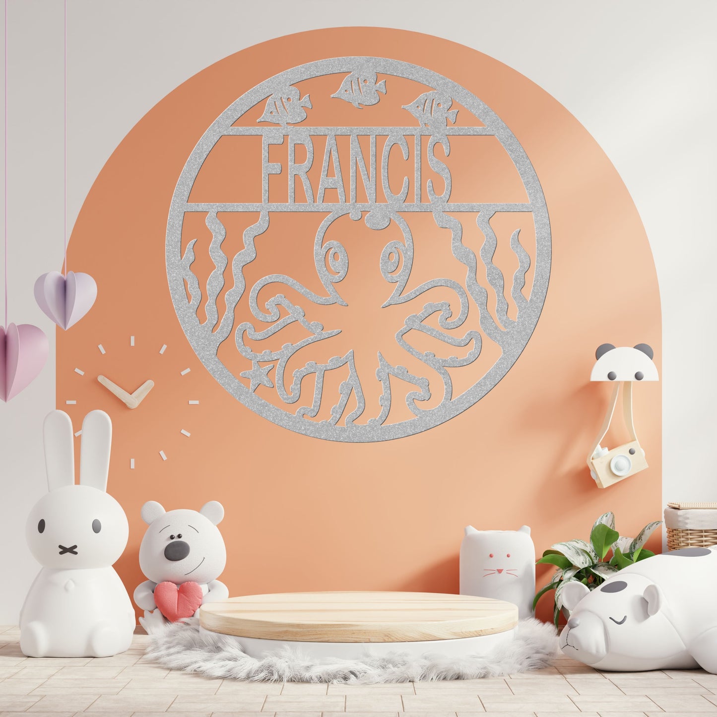 Ocean Animals Nursery Metal Decor - Octopus