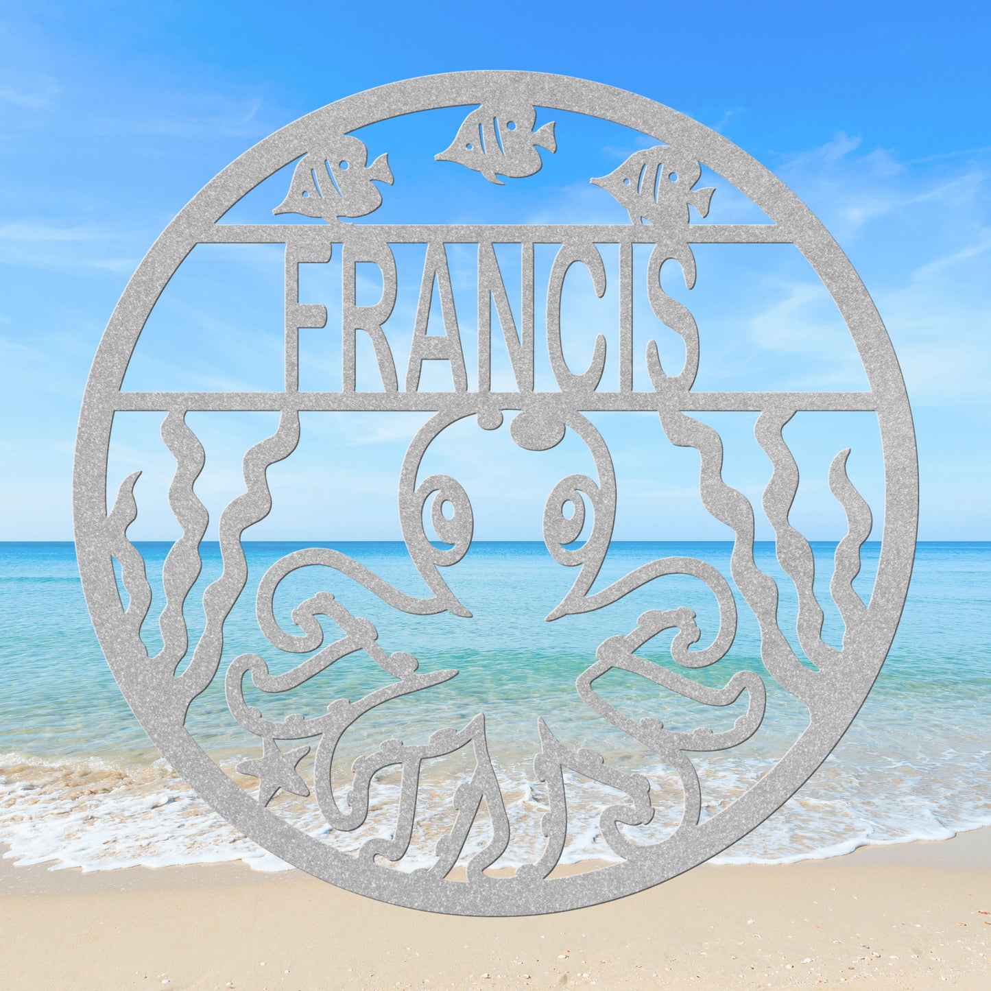 Ocean Animals Nursery Metal Decor - Octopus