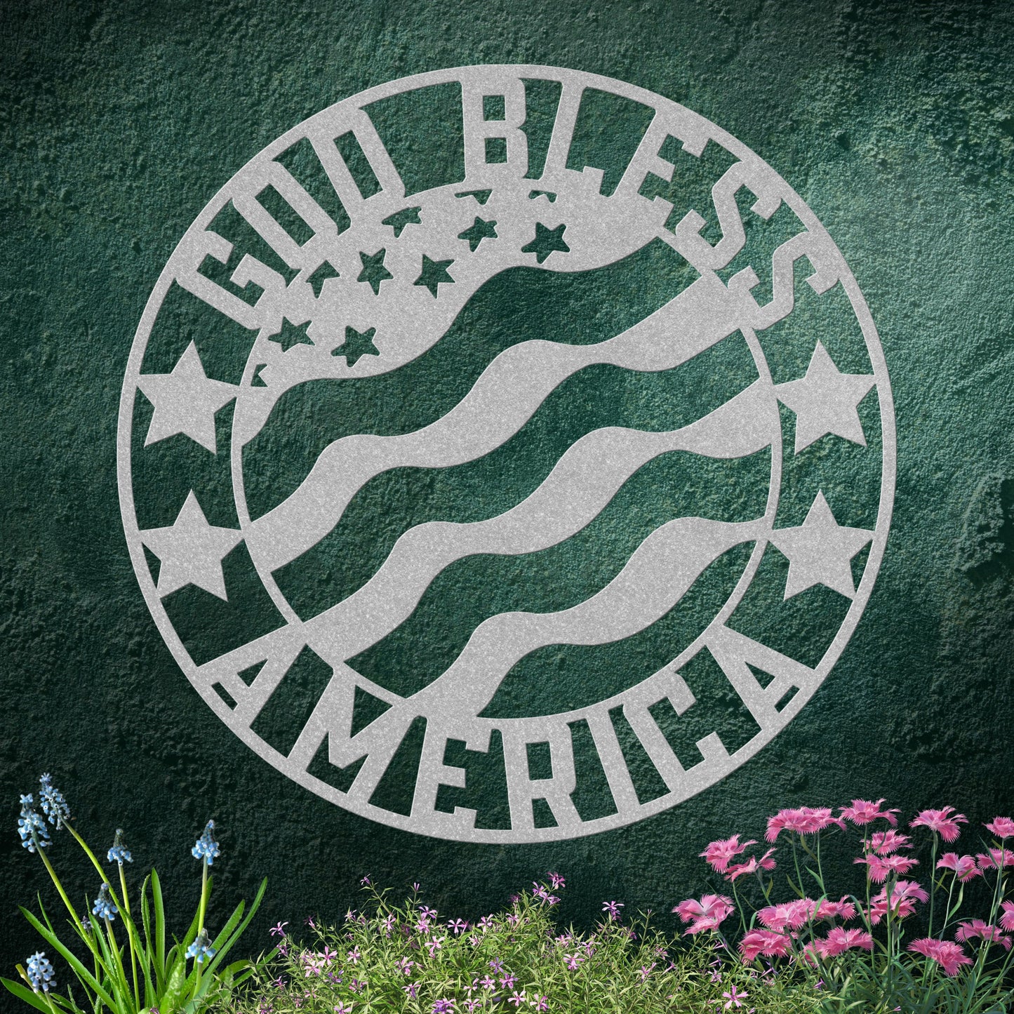 God Bless American Flag Metal Sign
