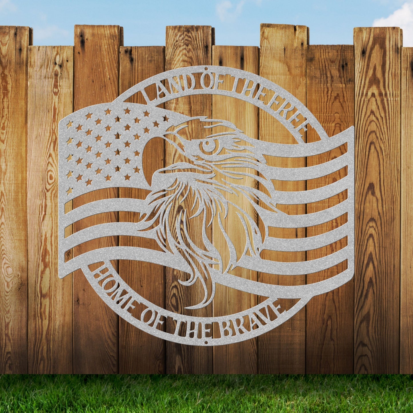 Patriotic Metal Sign With American Flag and Eagle