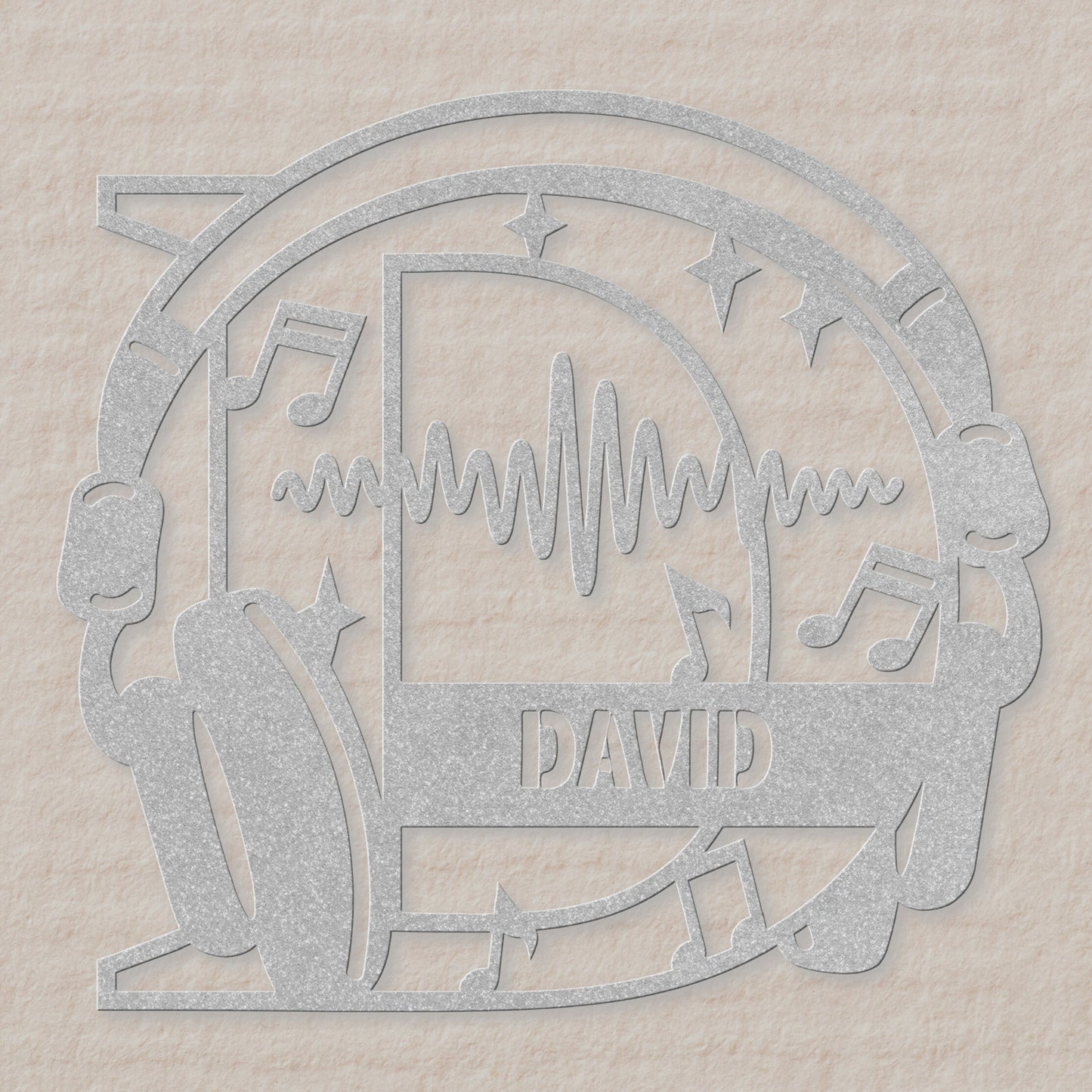Personalized Headphones Monogram Letter D - Metal Sign