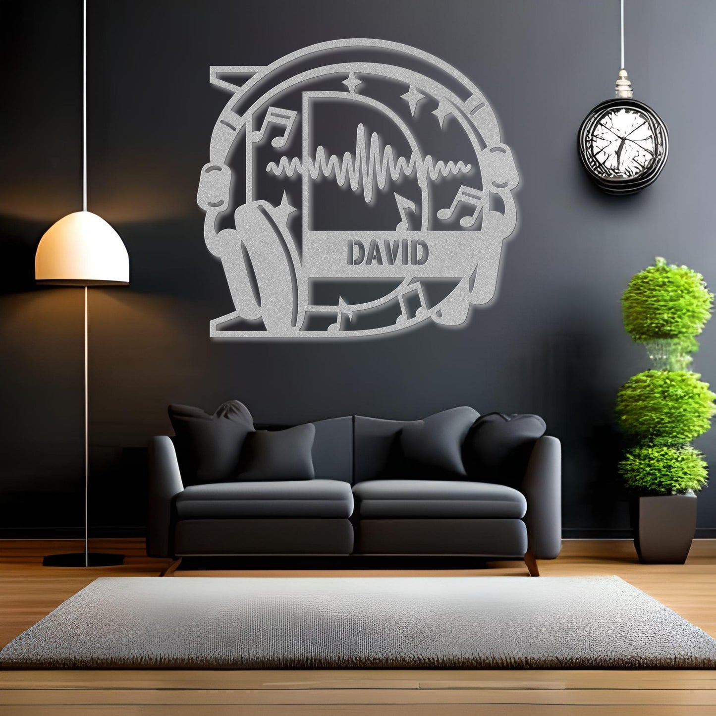 Personalized Headphones Monogram Letter D - Metal Sign