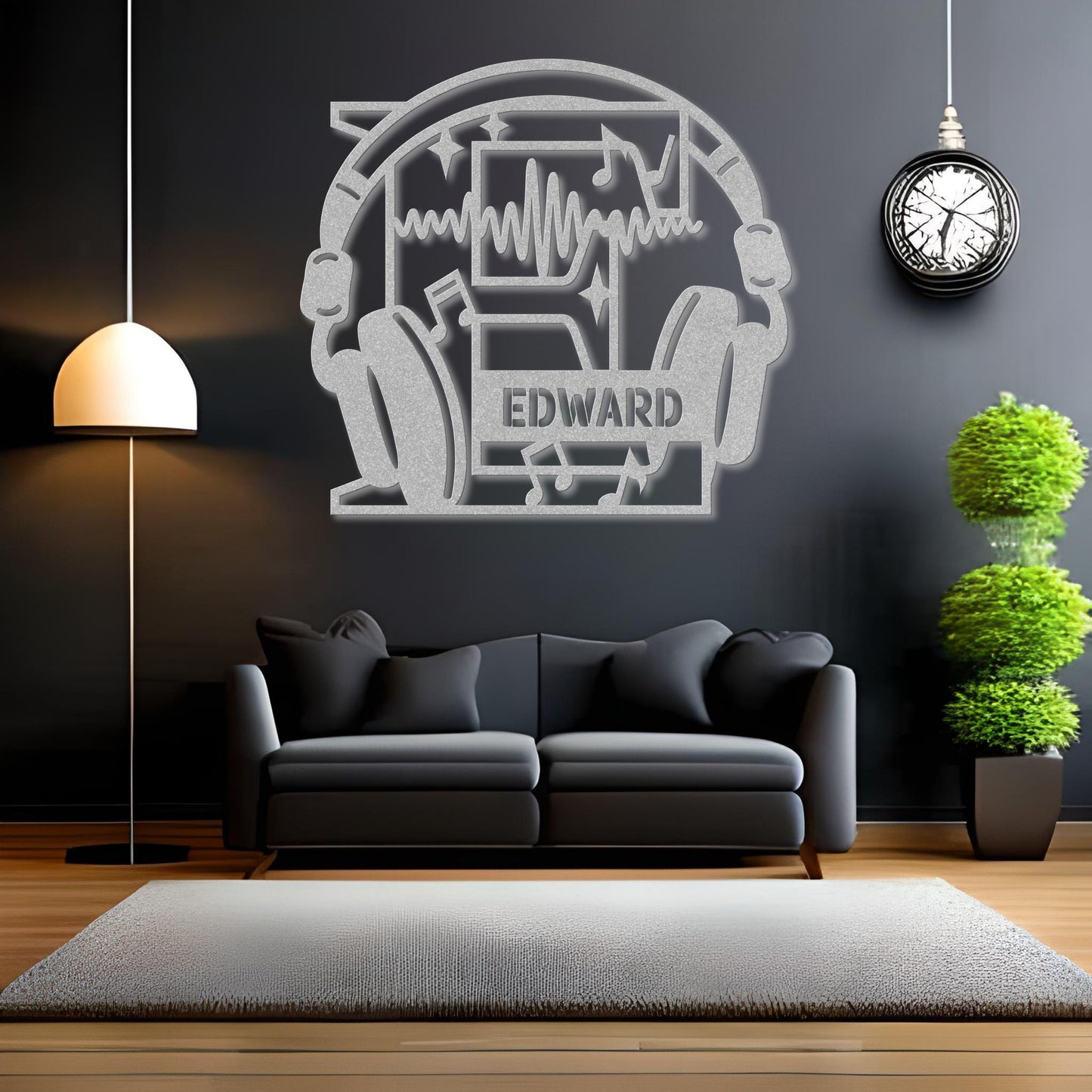Personalized Headphones Monogram Letter E - Metal Sign