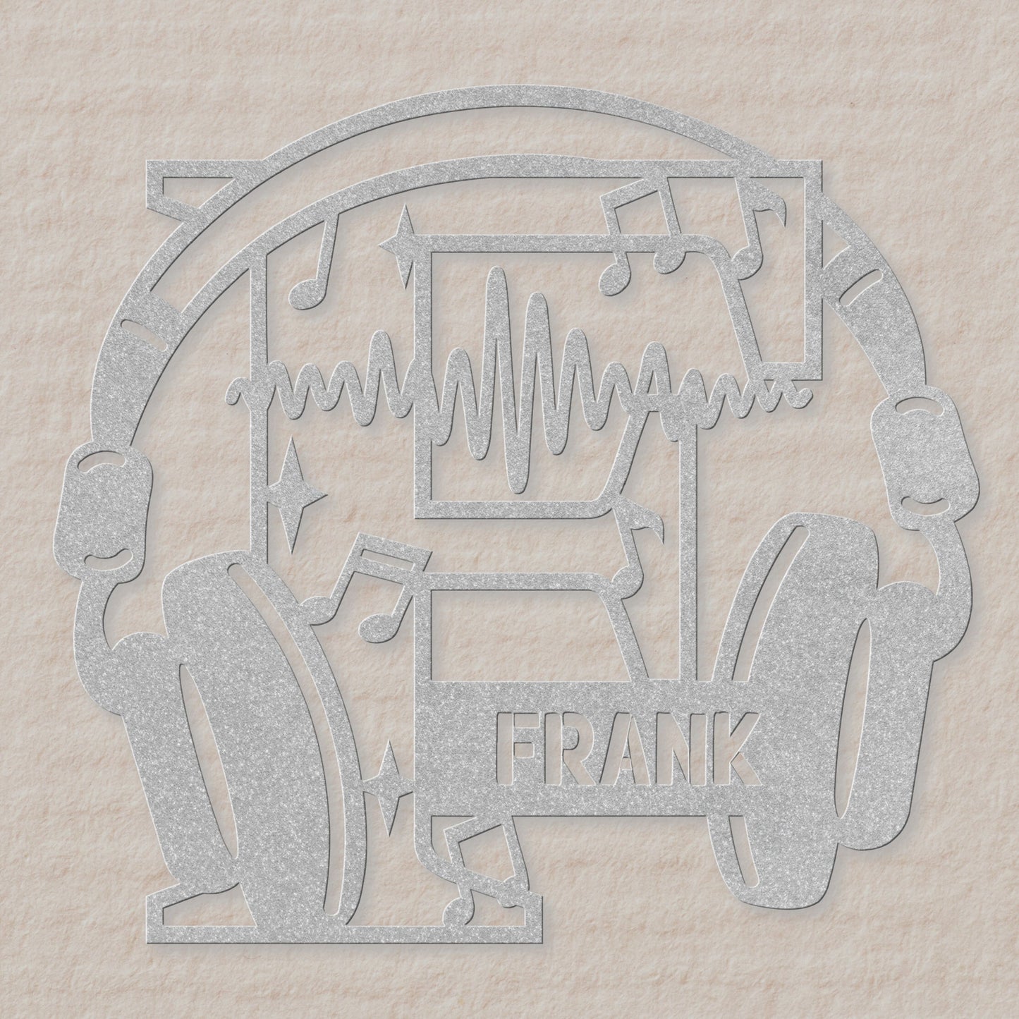 Personalized Headphones Monogram Letter F - Metal Sign