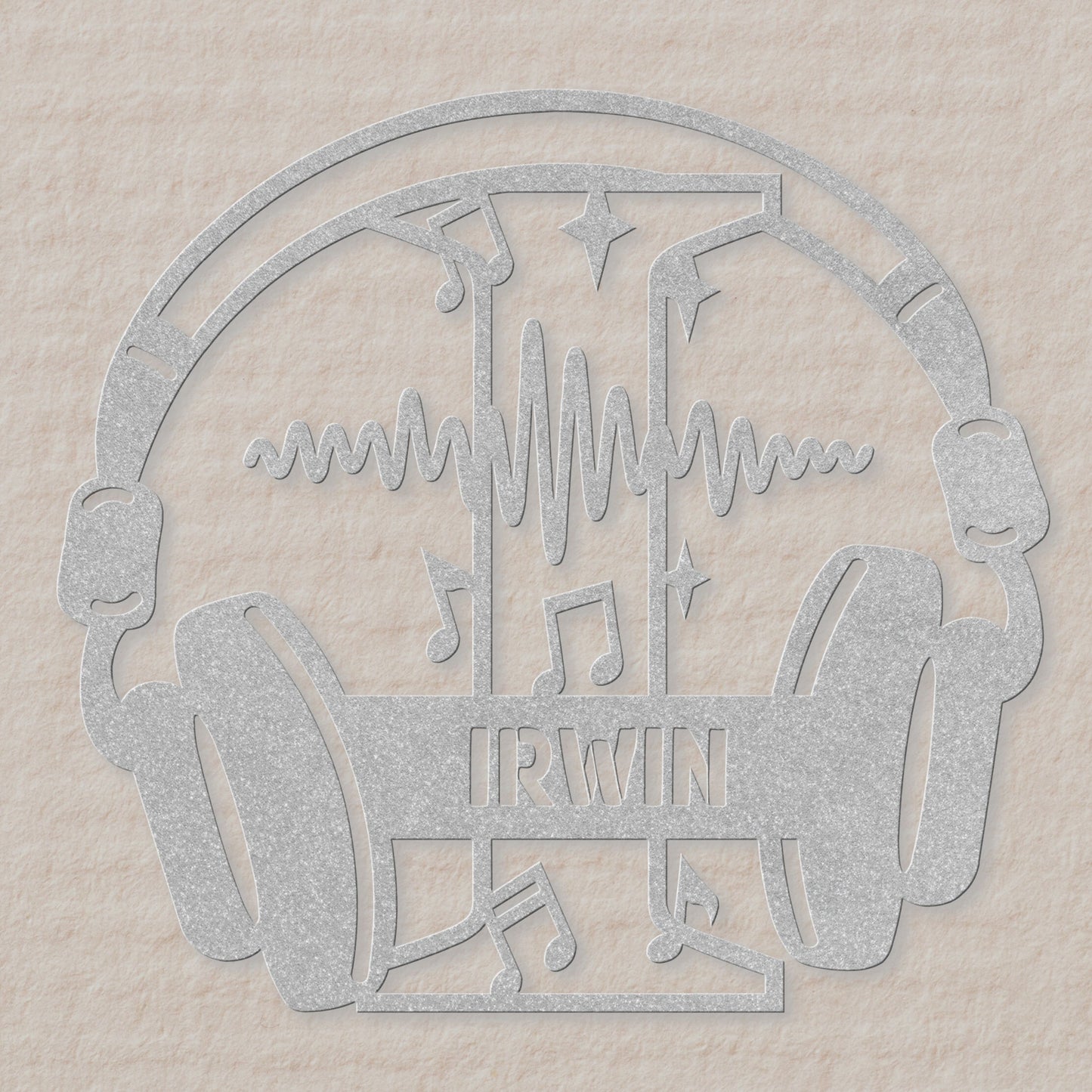 Personalized Headphones Monogram Letter I - Metal Sign