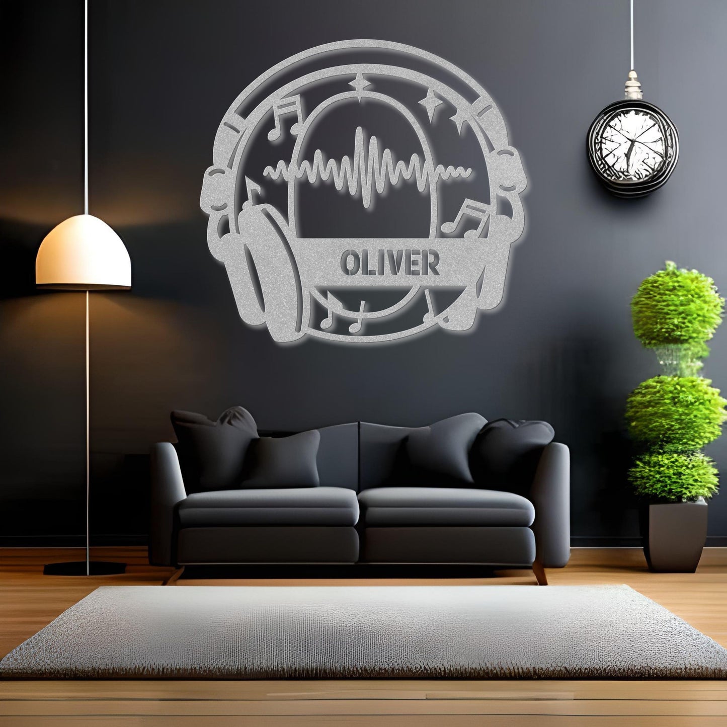 Personalized Headphones Monogram Letter O - Metal Sign
