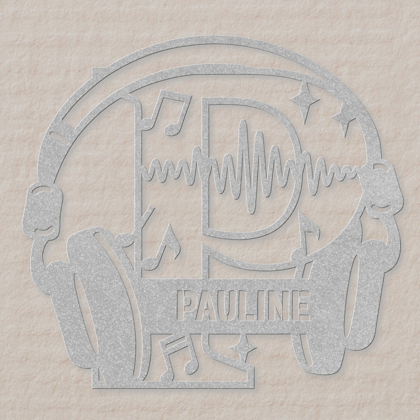Personalized Headphones Monogram Letter P - Metal Sign