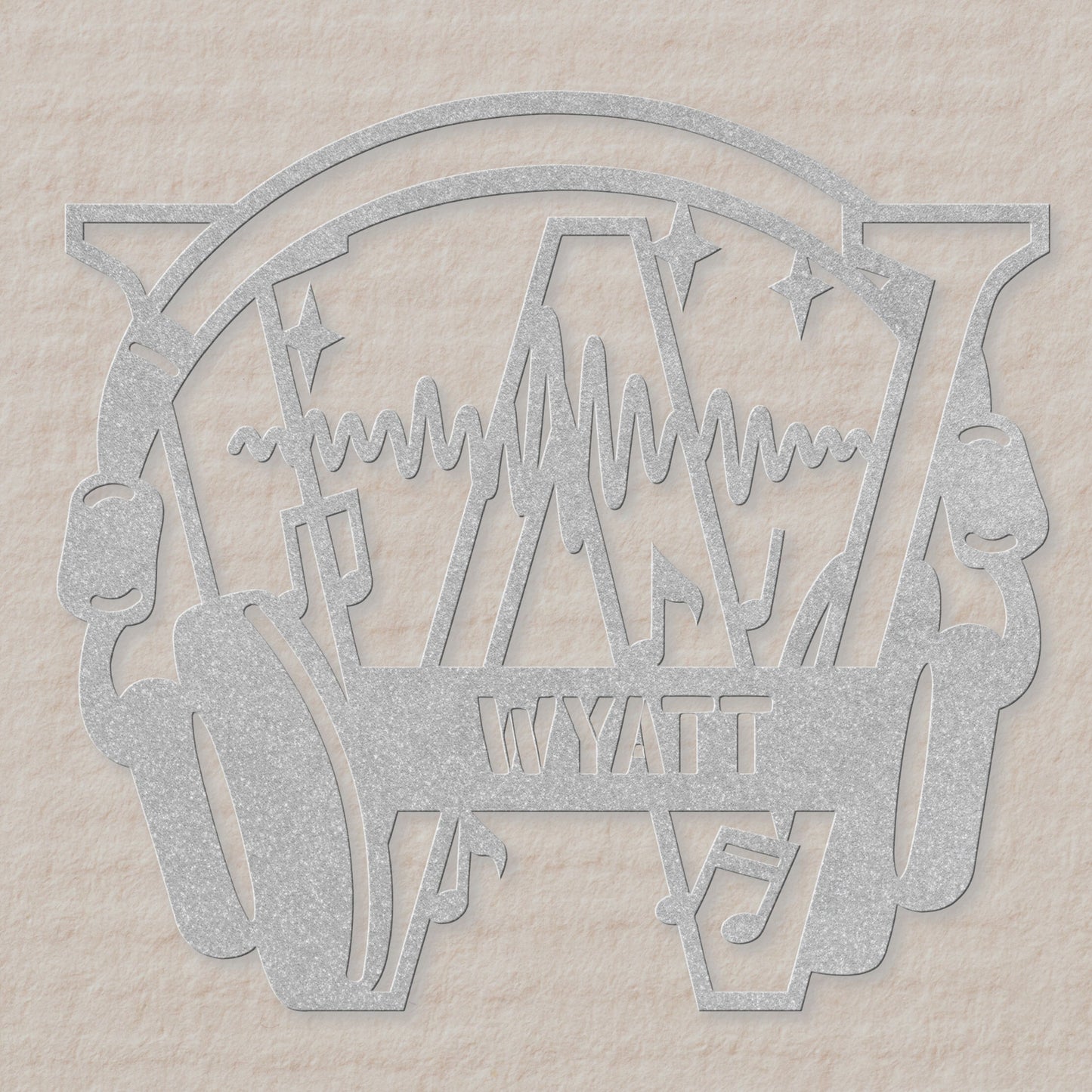 Personalized Headphones Monogram Letter W - Metal Sign