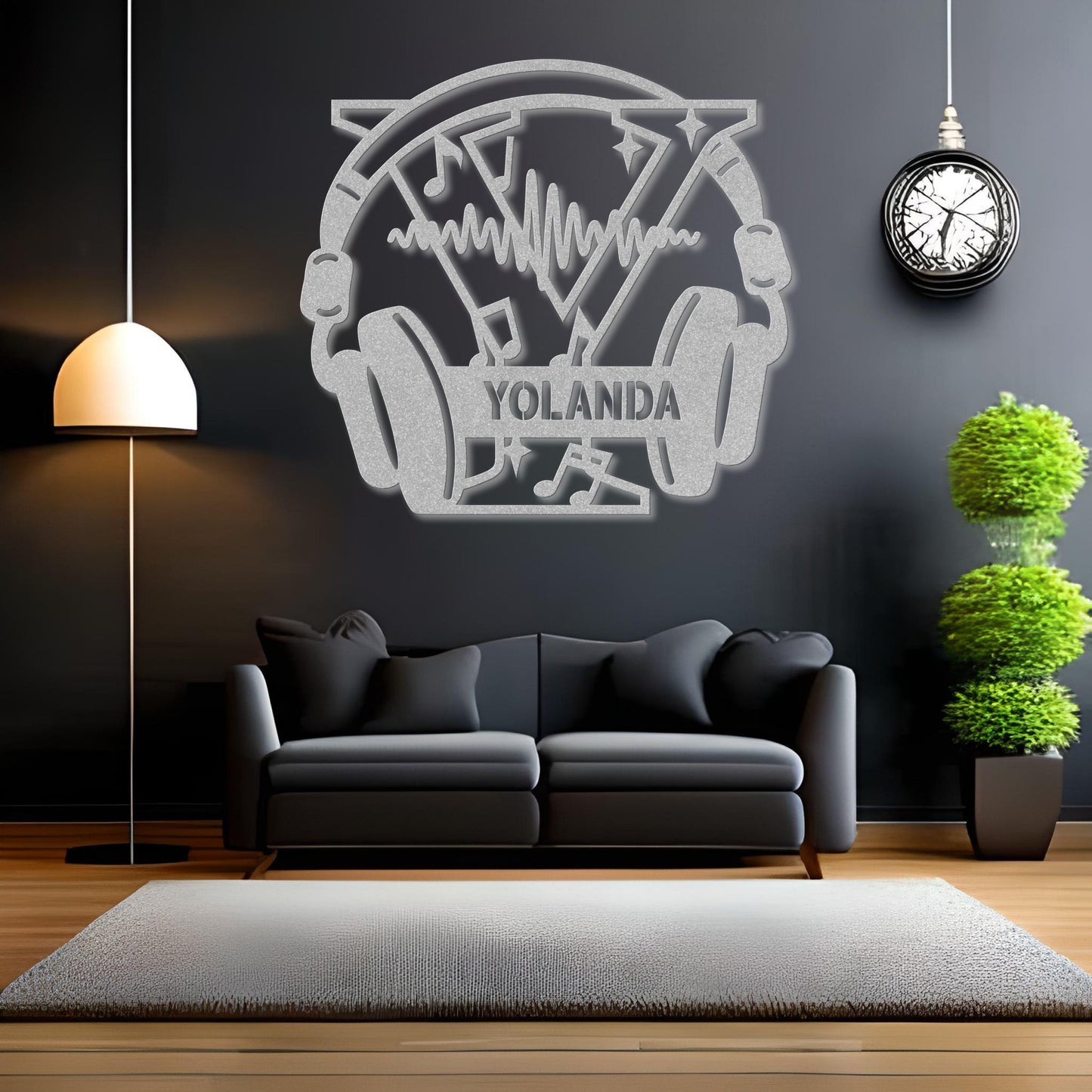 Personalized Headphones Monogram Letter Y Metal Sign
