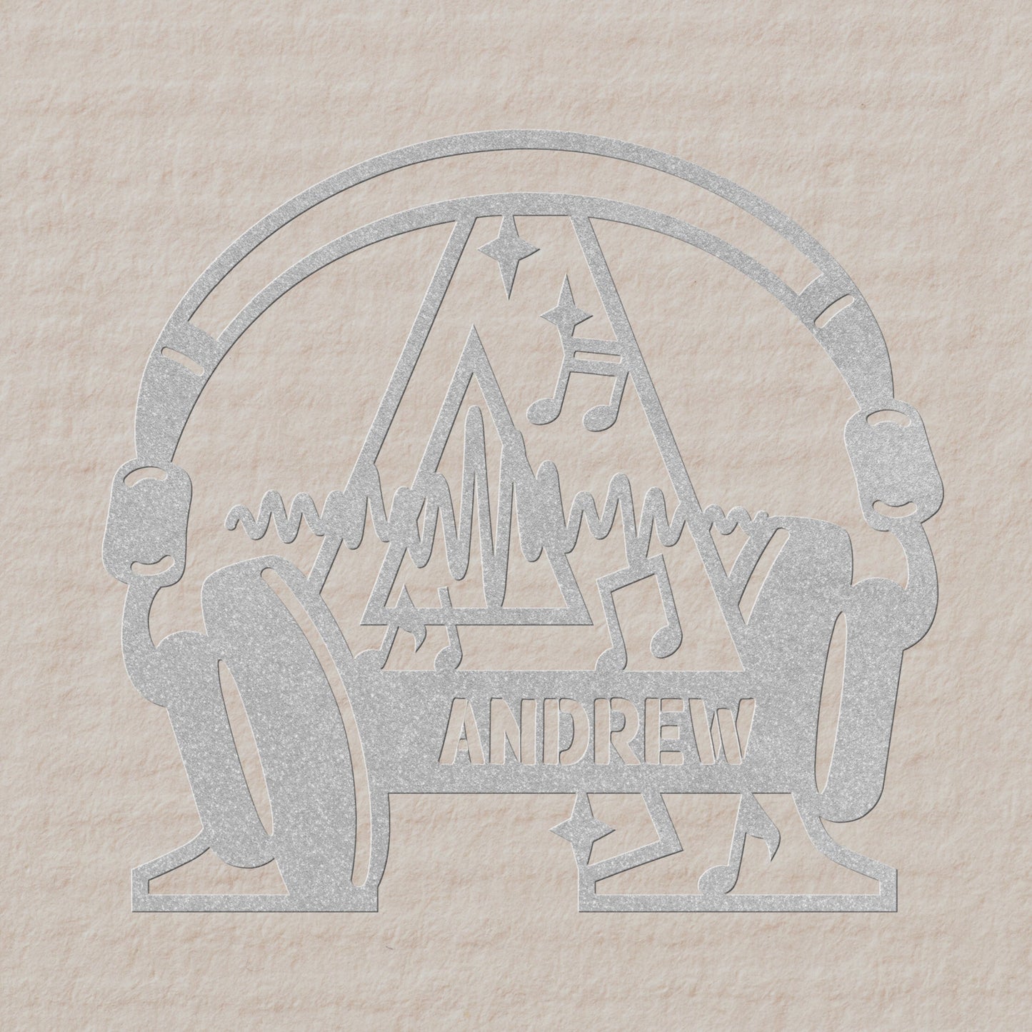 Personalized Headphones Monogram Letter A - Metal Sign