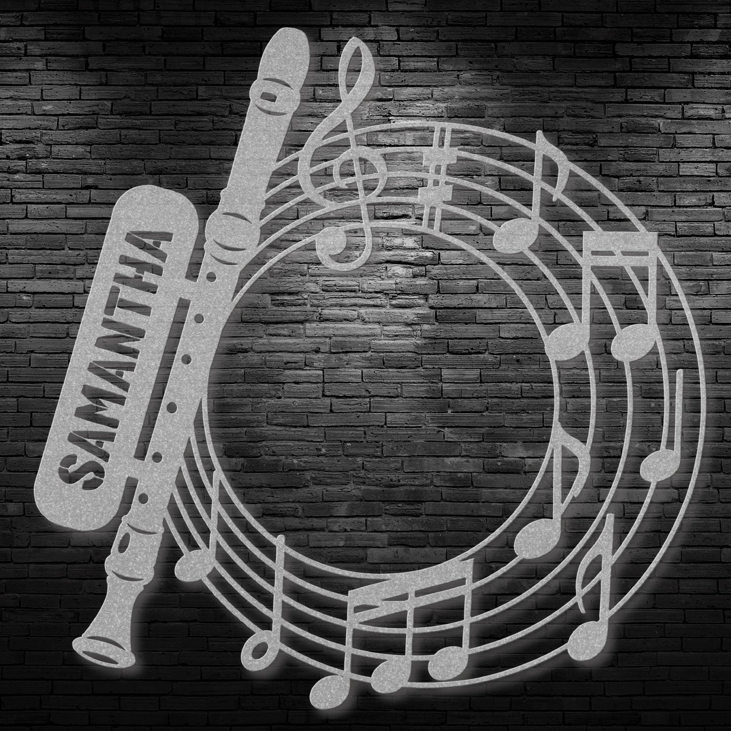 Musical Flute with Notes - Metal Sign