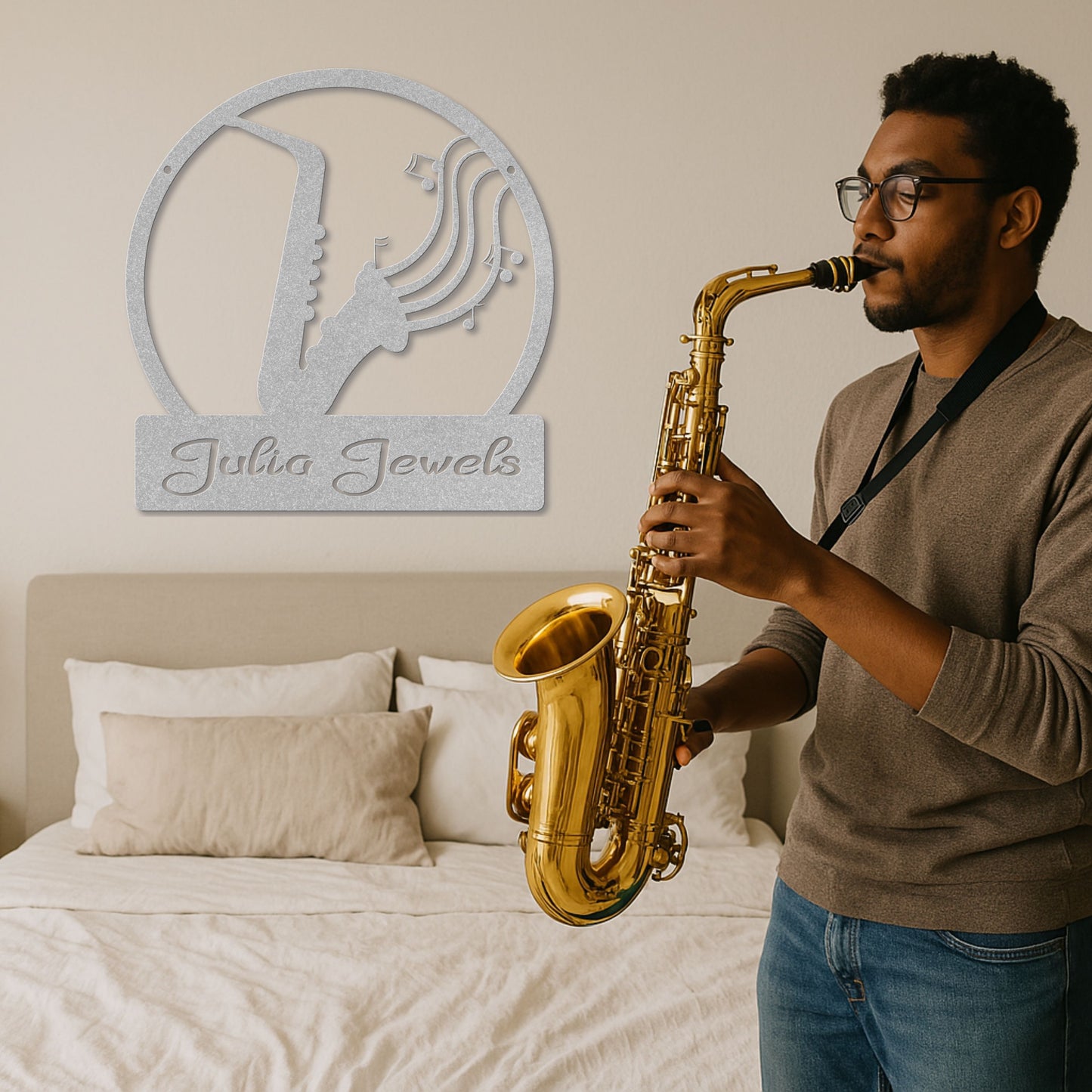 Musical Saxophone - Metal Sign