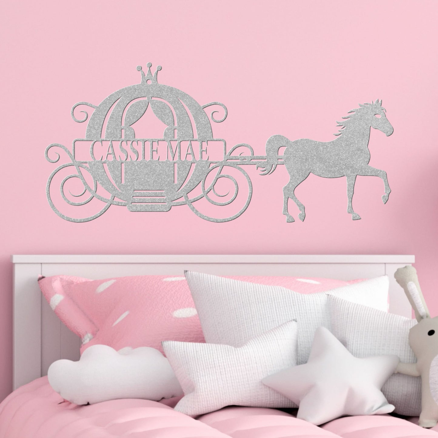Princess Carriage with Horse Metal Wall Art