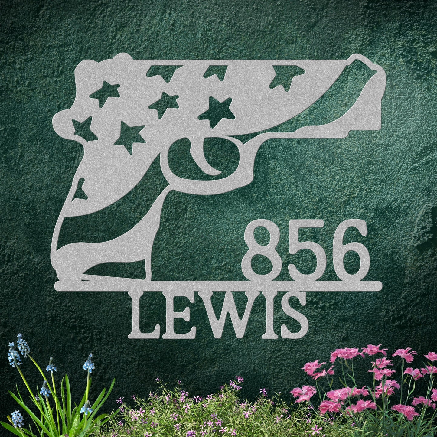Patriotic Metal Address Sign USA Flag