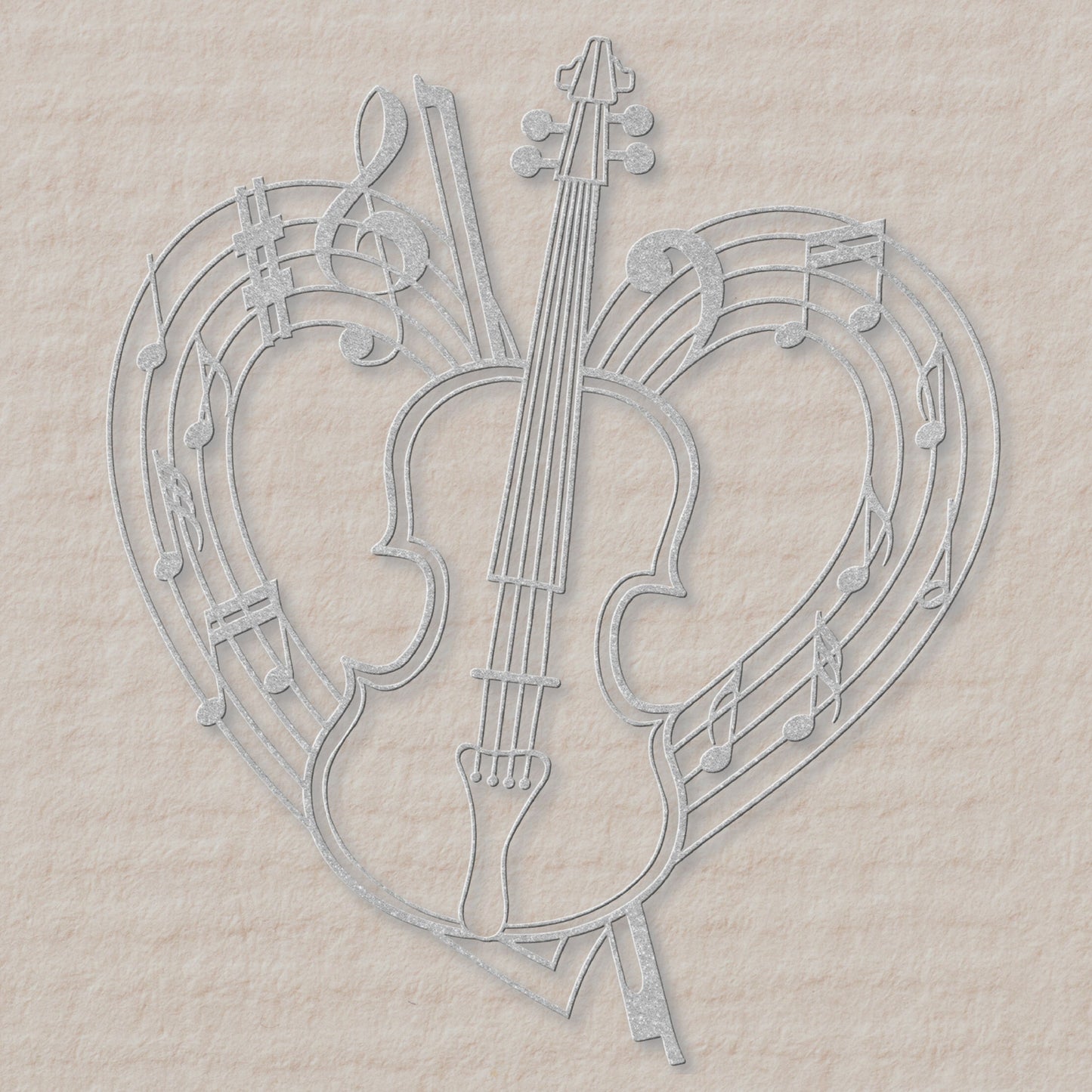 Violin Musical Heart - Metal Sign