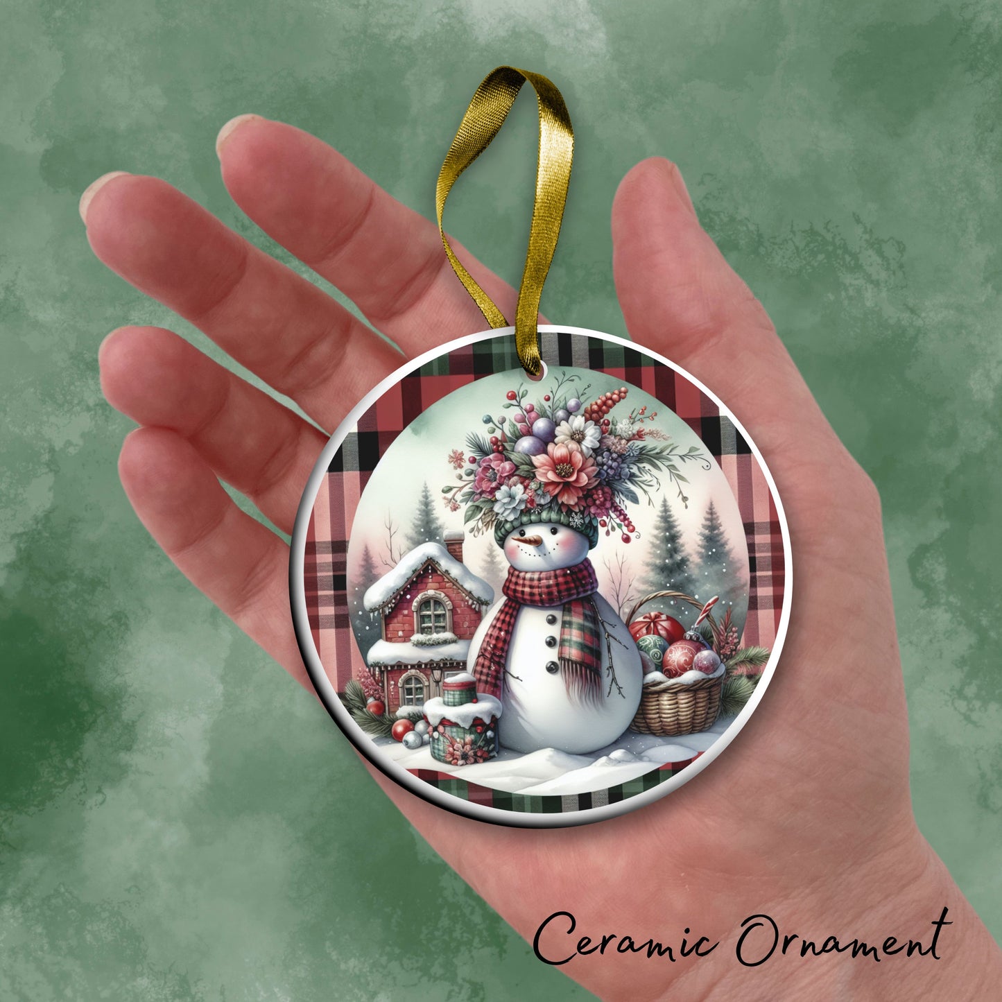 Snowman Christmas Ceramic Ornament 33-44