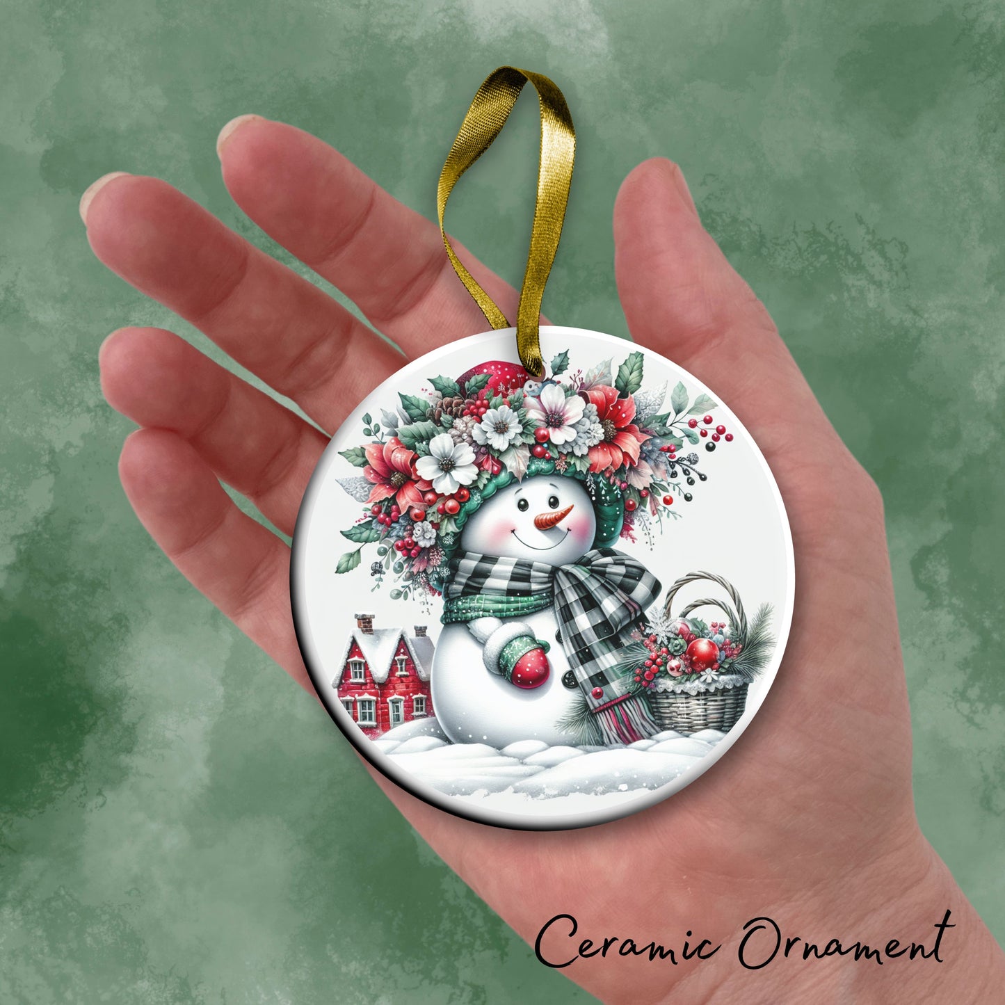 Snowman Christmas Ceramic Ornament 33-45