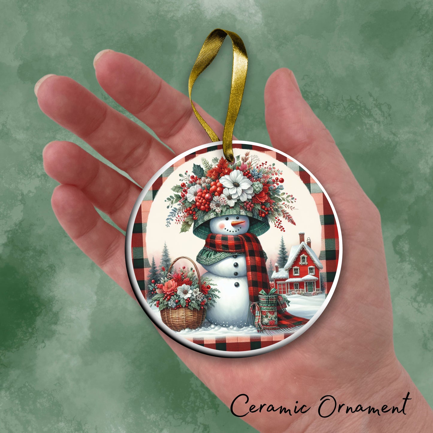 Snowman Christmas Ceramic Ornament 33-46