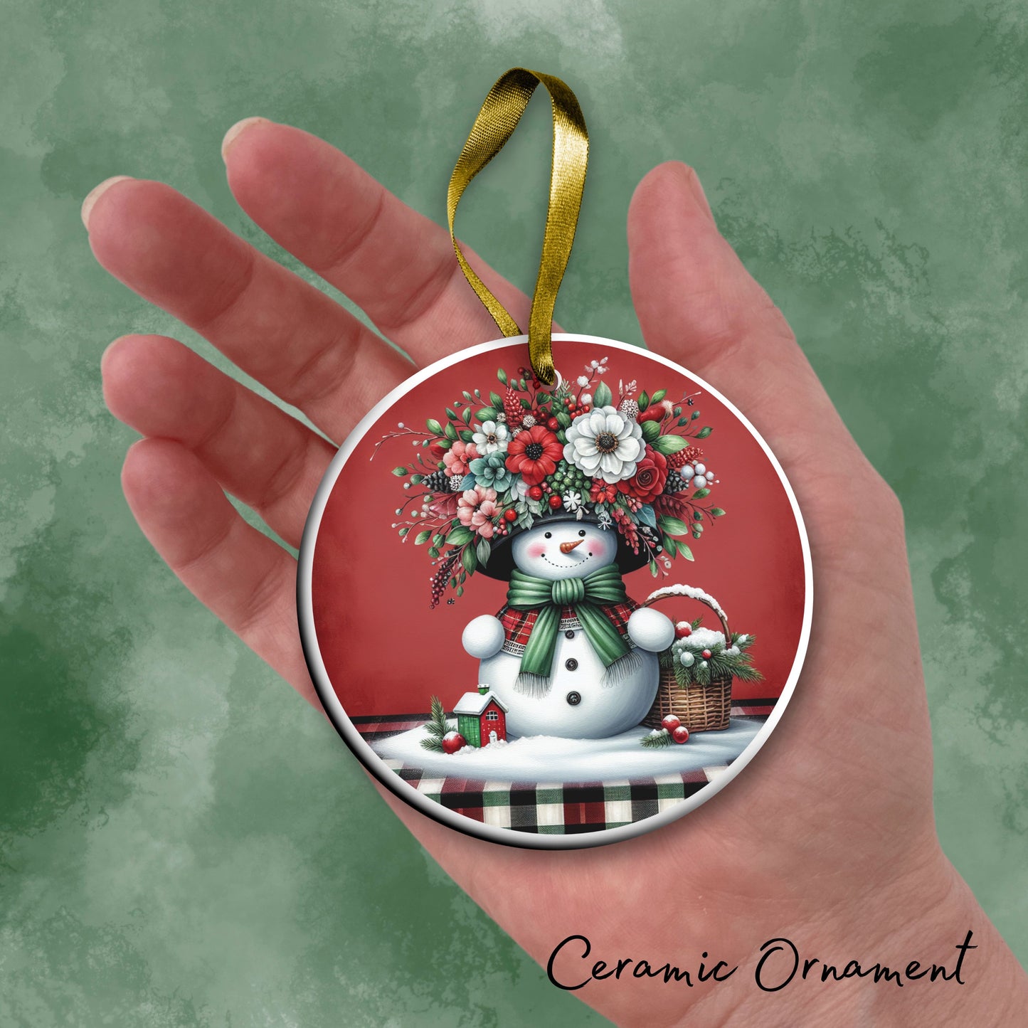 Snowman Christmas Ceramic Ornament 33-47
