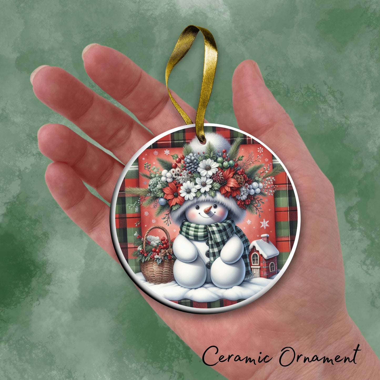 Snowman Christmas Ceramic Ornament 33-49