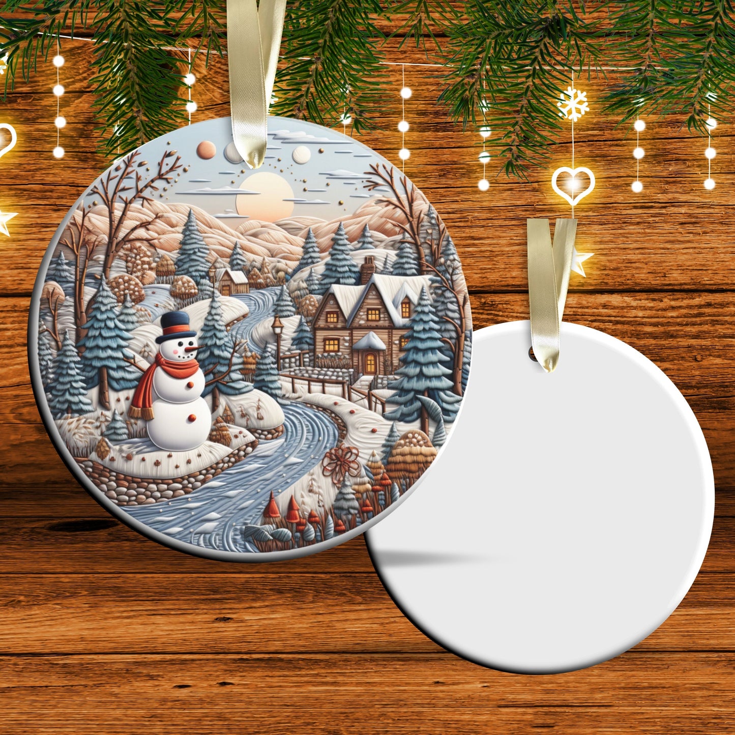 Snowman Ceramic Ornament 61-11 Happy Holidays Keepsake Bauble
