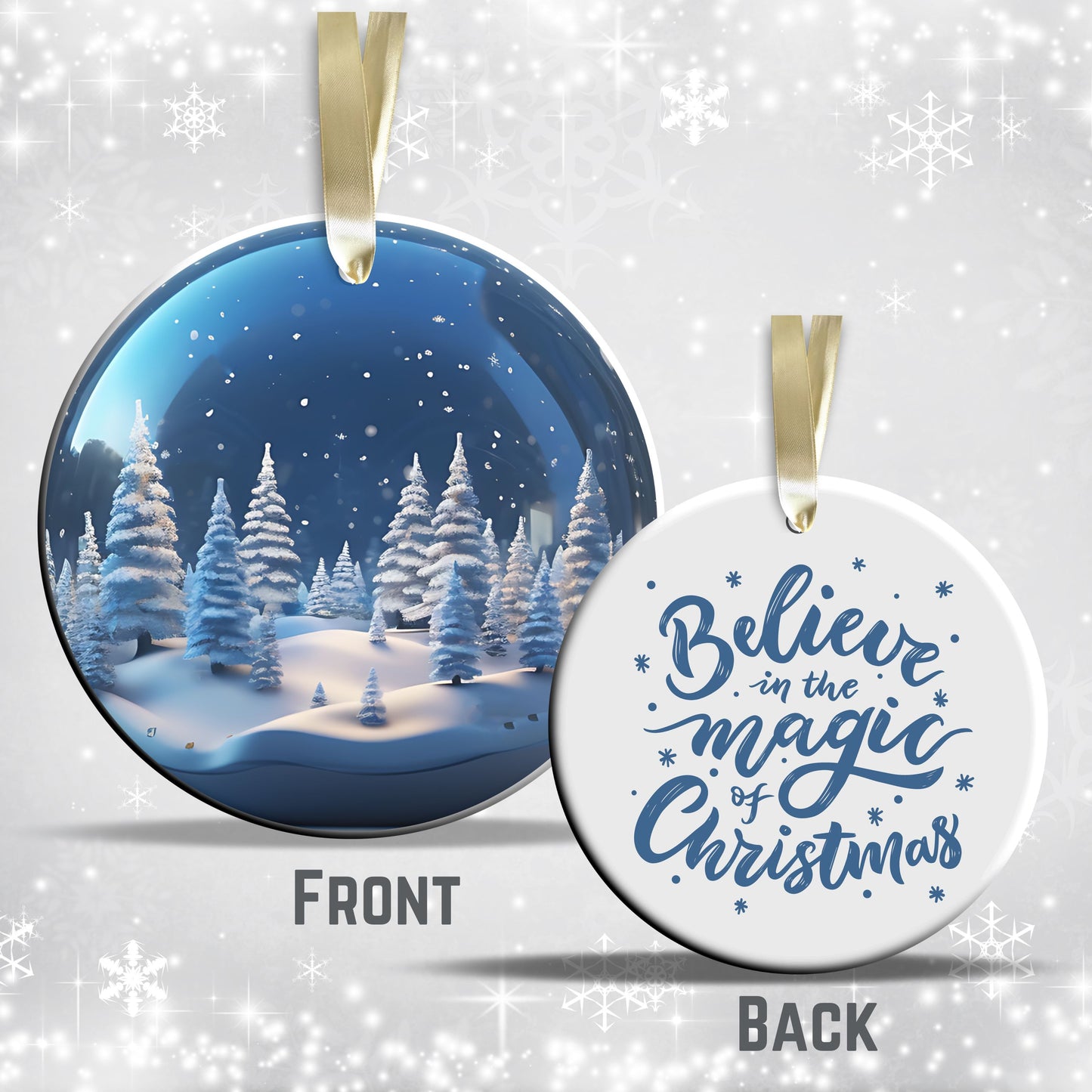 Snowy Landscape Globe Ceramic Ornament 48-02