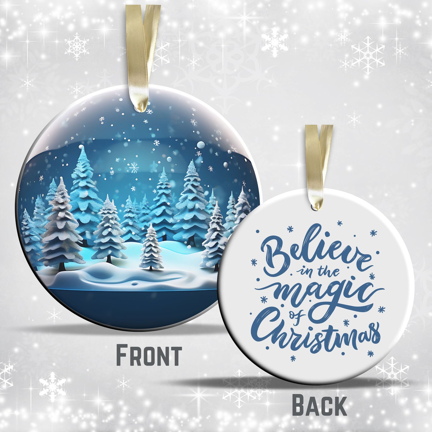 Snowy Landscape Globe Ceramic Ornament 48-03
