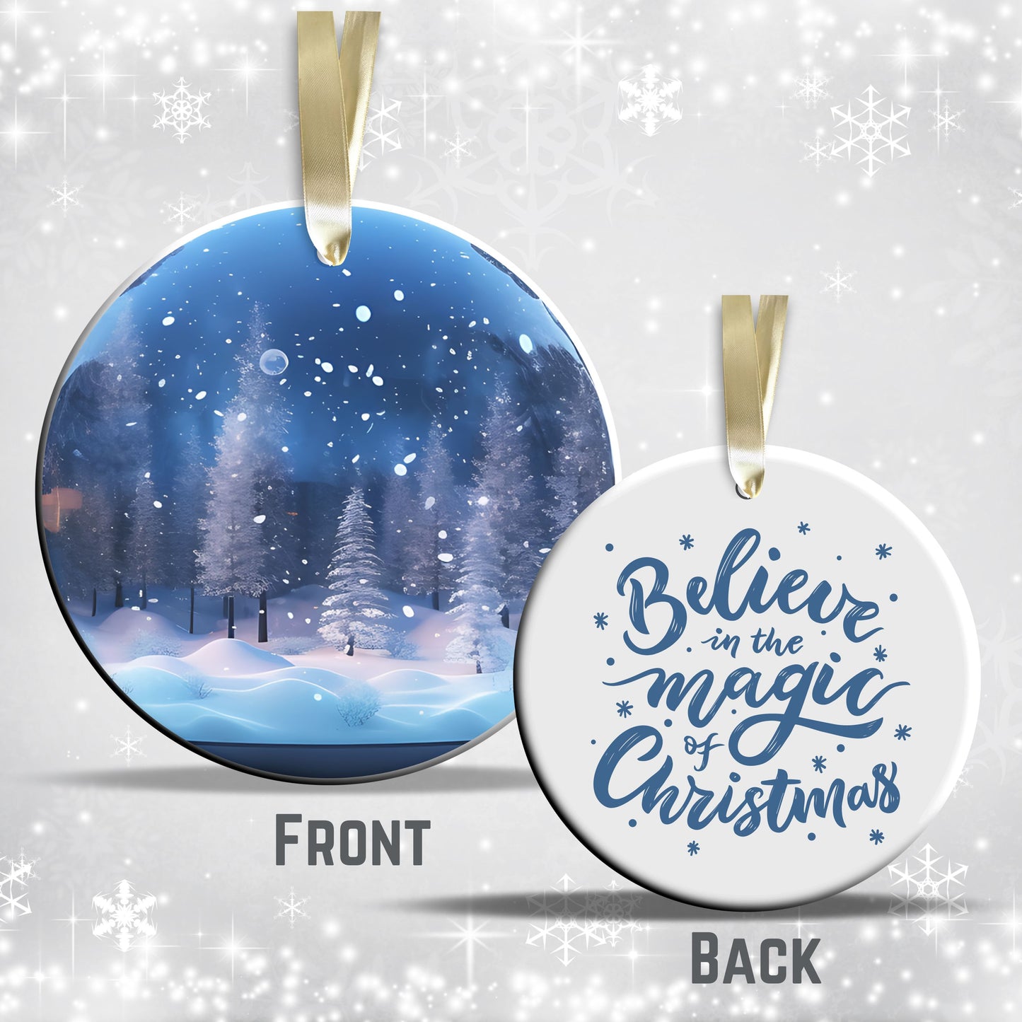 Snowy Landscape Globe Ceramic Ornament 48-04