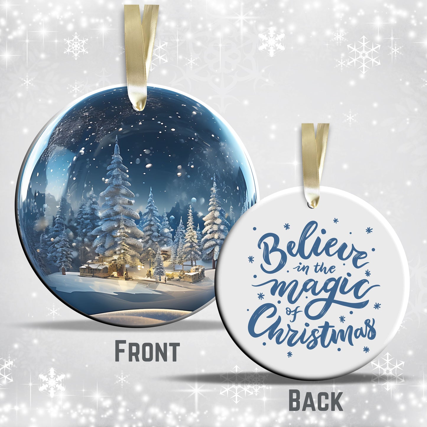 Snowy Landscape Globe Ceramic Ornament 48-07