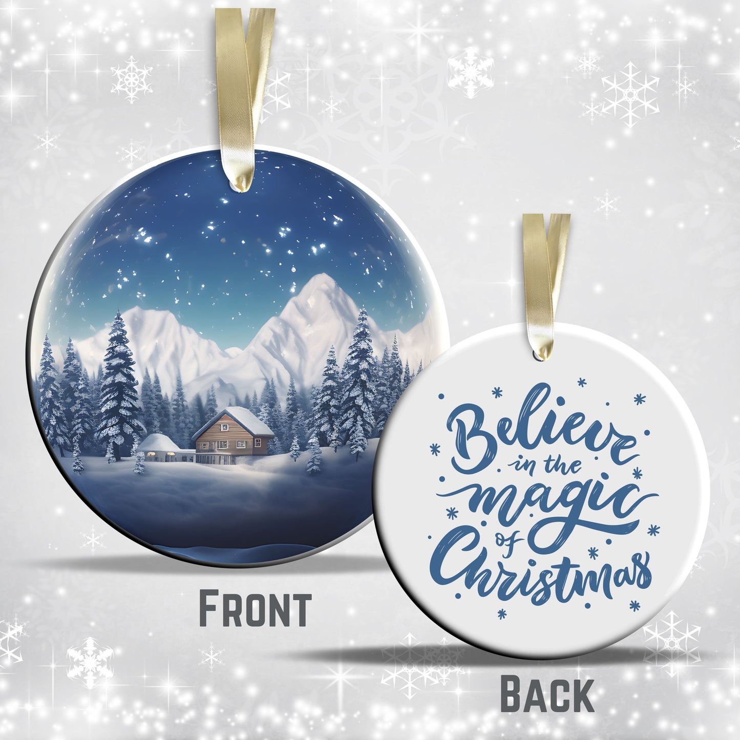 Snowy Landscape Globe Ceramic Ornament 48-08