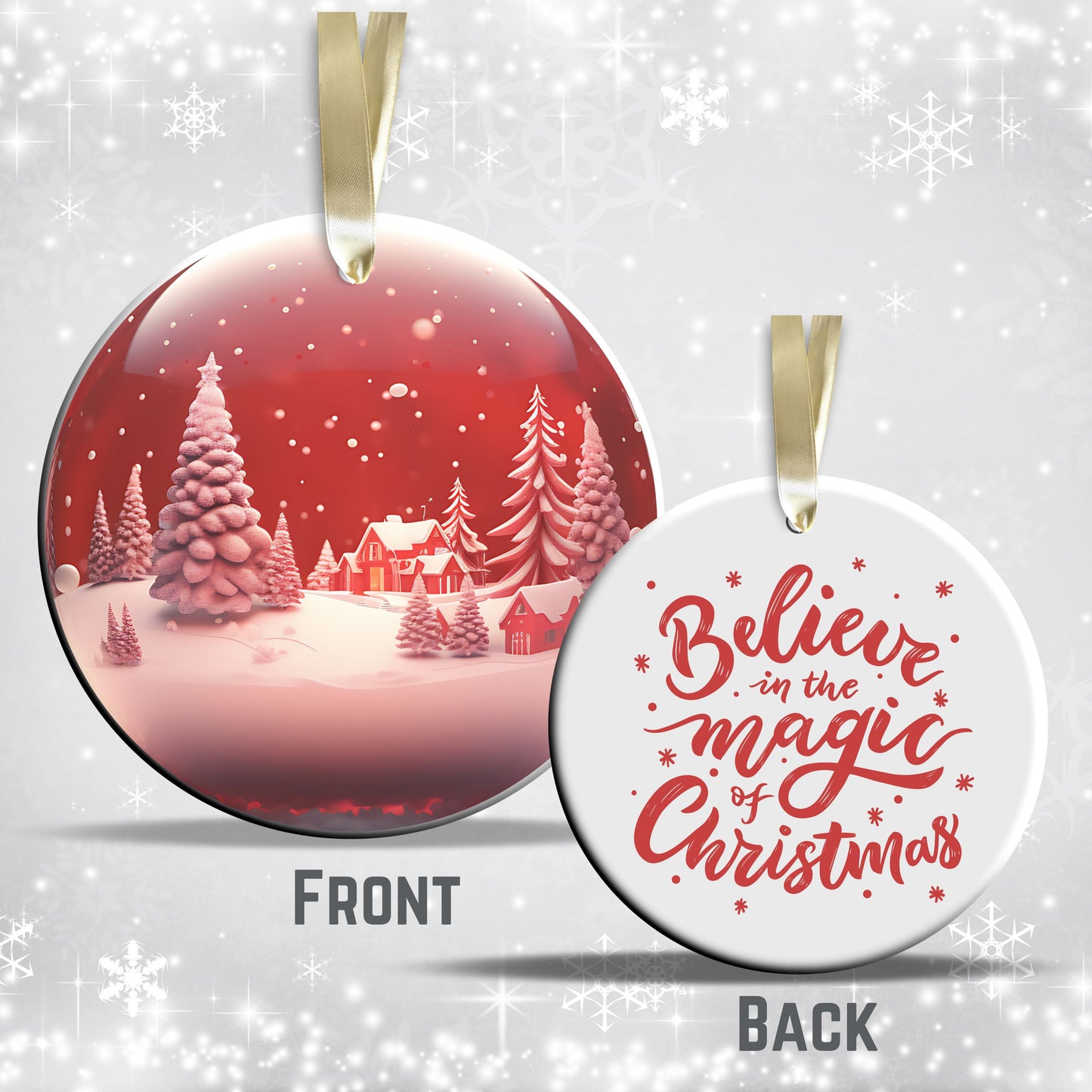 Snowy Landscape Globe Ceramic Ornament 48-10