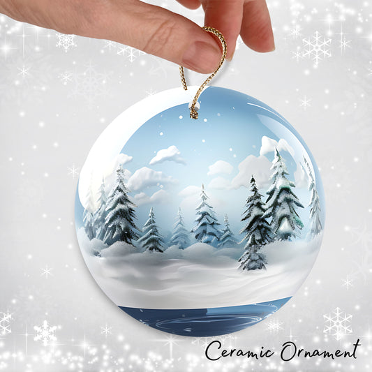 Snowy Landscape Globe Ceramic Ornament 48-17